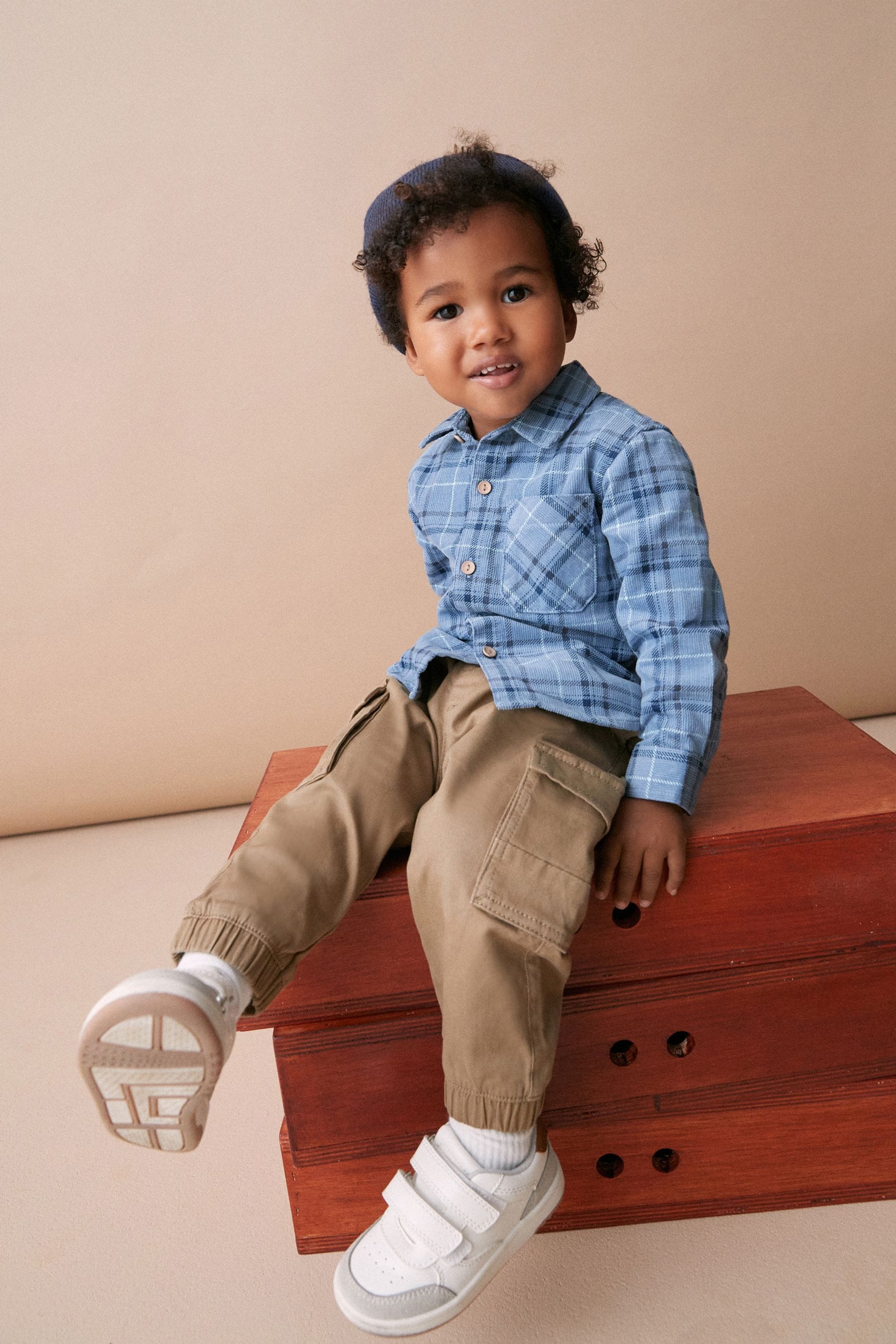 Blue Check Corduroy Long Sleeve Shirt (3mths-7yrs)