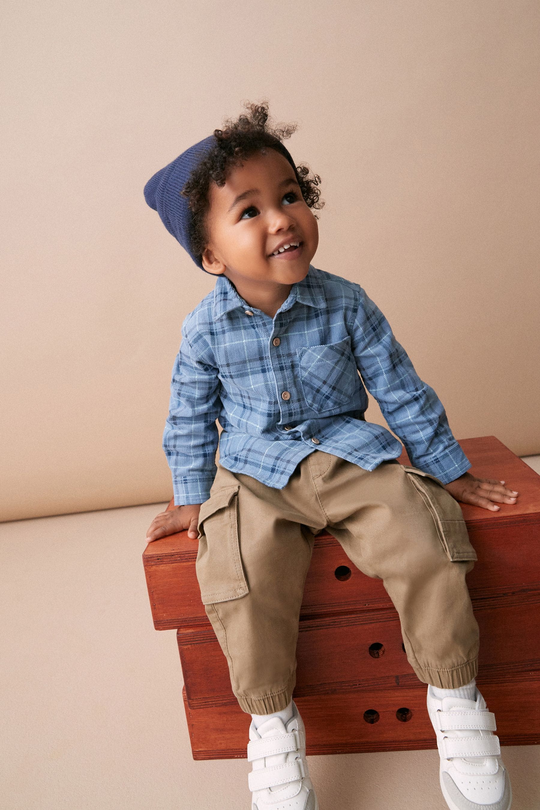 Blue Check Corduroy Long Sleeve Shirt (3mths-7yrs)