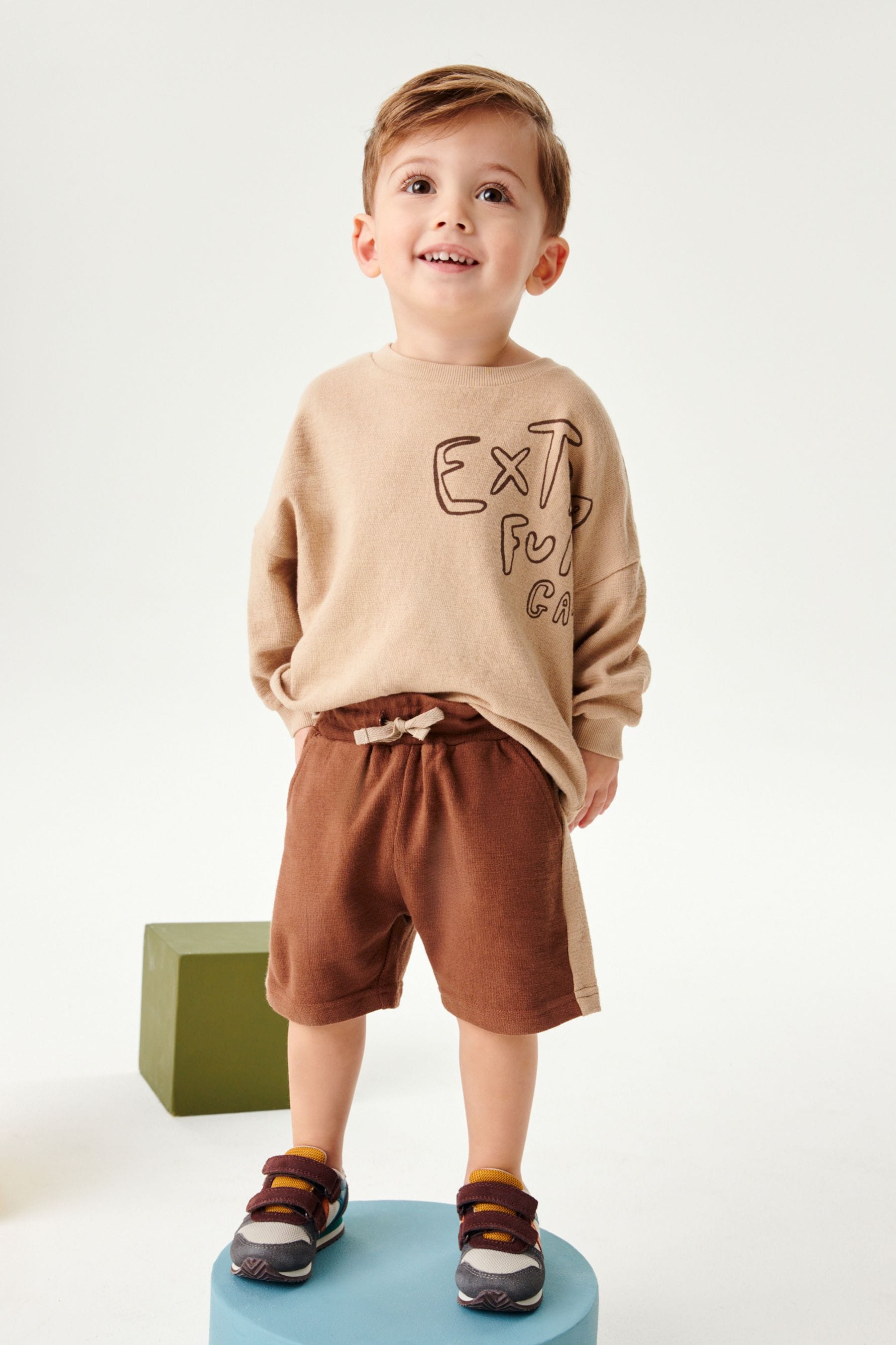 Tan Brown Long Sleeve Top and Shorts Set (3mths-7yrs)