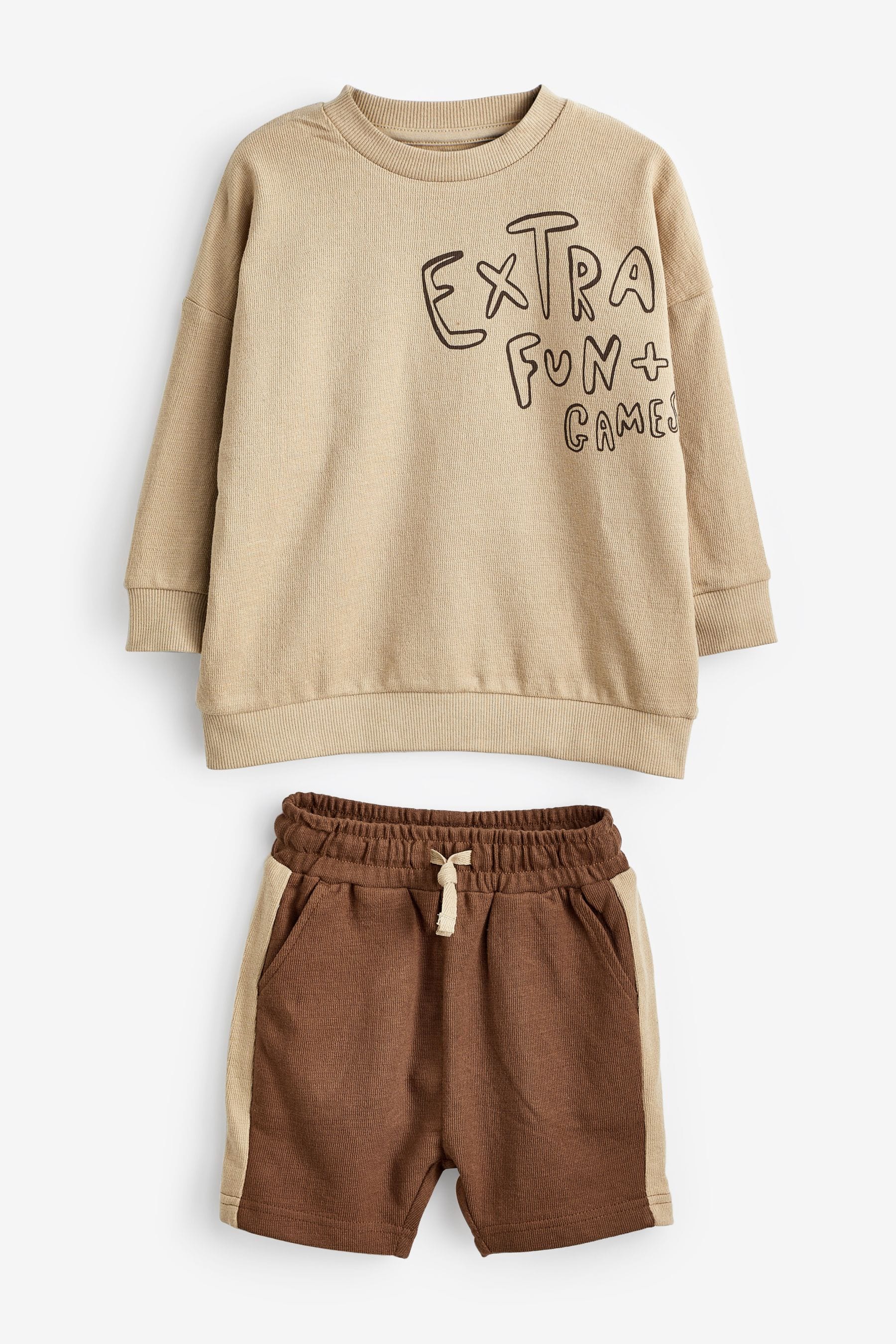 Tan Brown Long Sleeve Top and Shorts Set (3mths-7yrs)