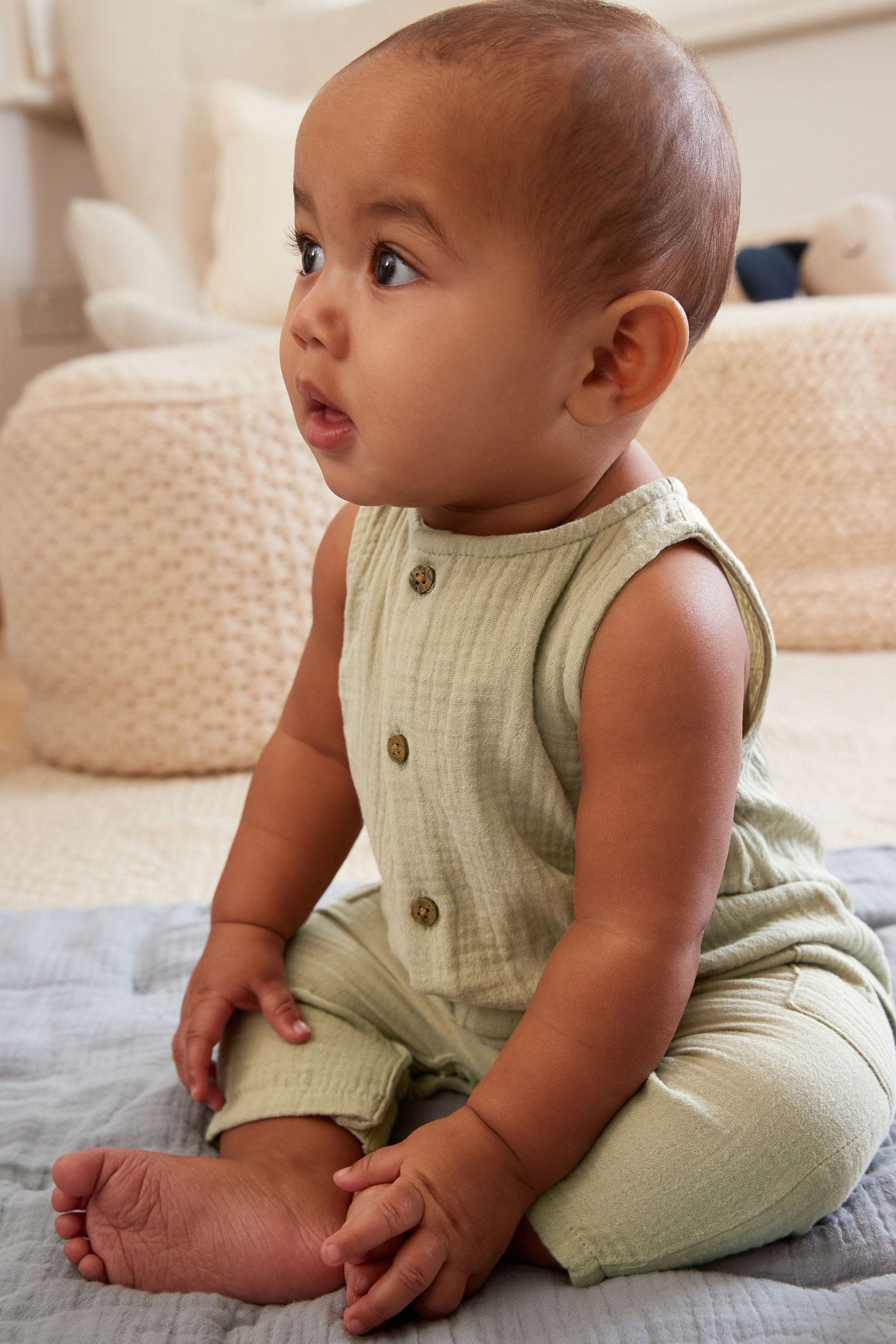 Green Baby Textured Jumpsuit (0mths-2yrs)