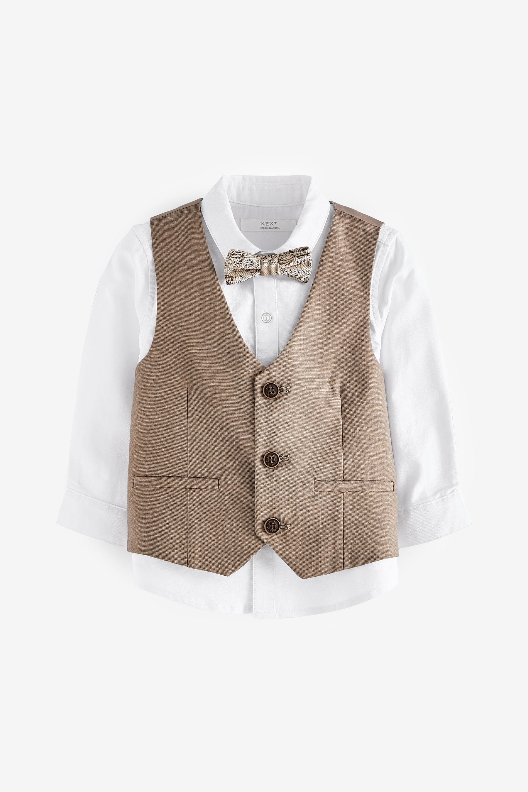 Stone Waistcoat, Shirt and Bowtie Set (3mths-9yrs)