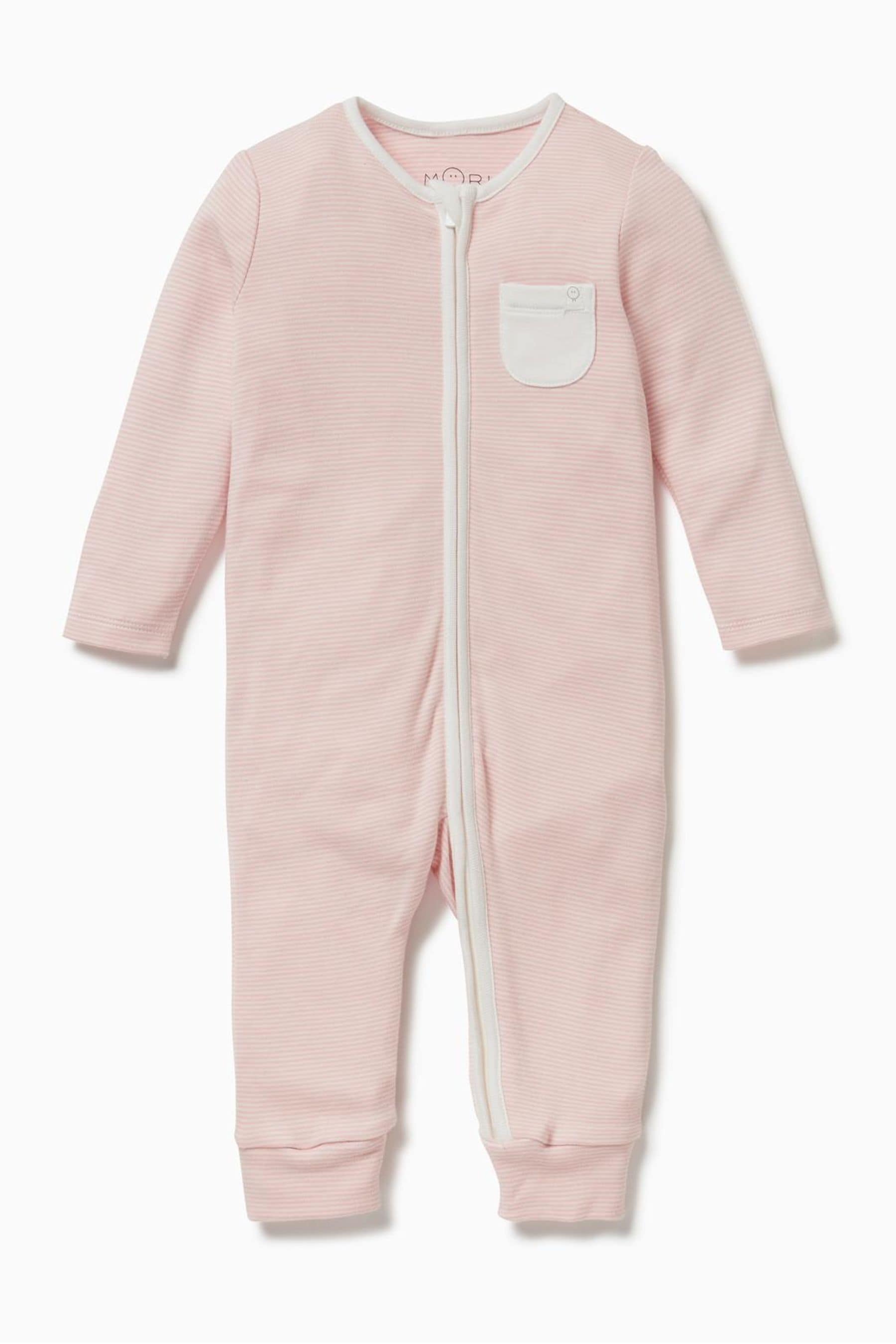 Pink Blush Mori Organic Cotton & Bamboo Clever Zip Up Sleepsuit