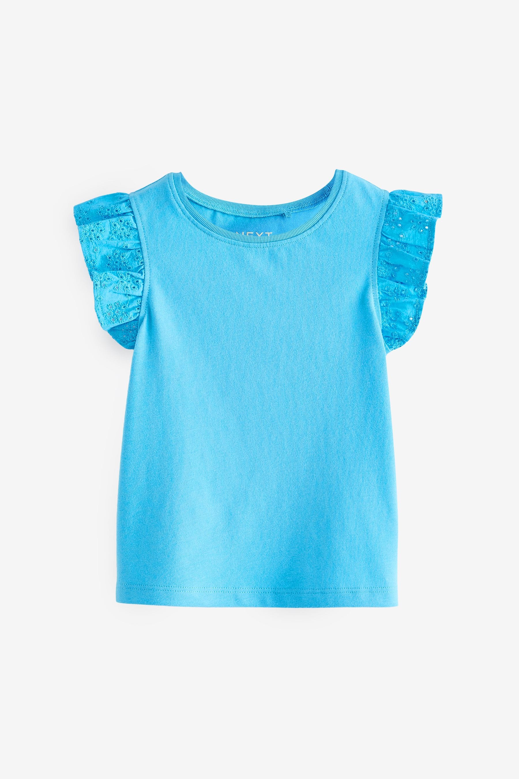 Blue Cotton Frill Vest (3mths-8yrs)