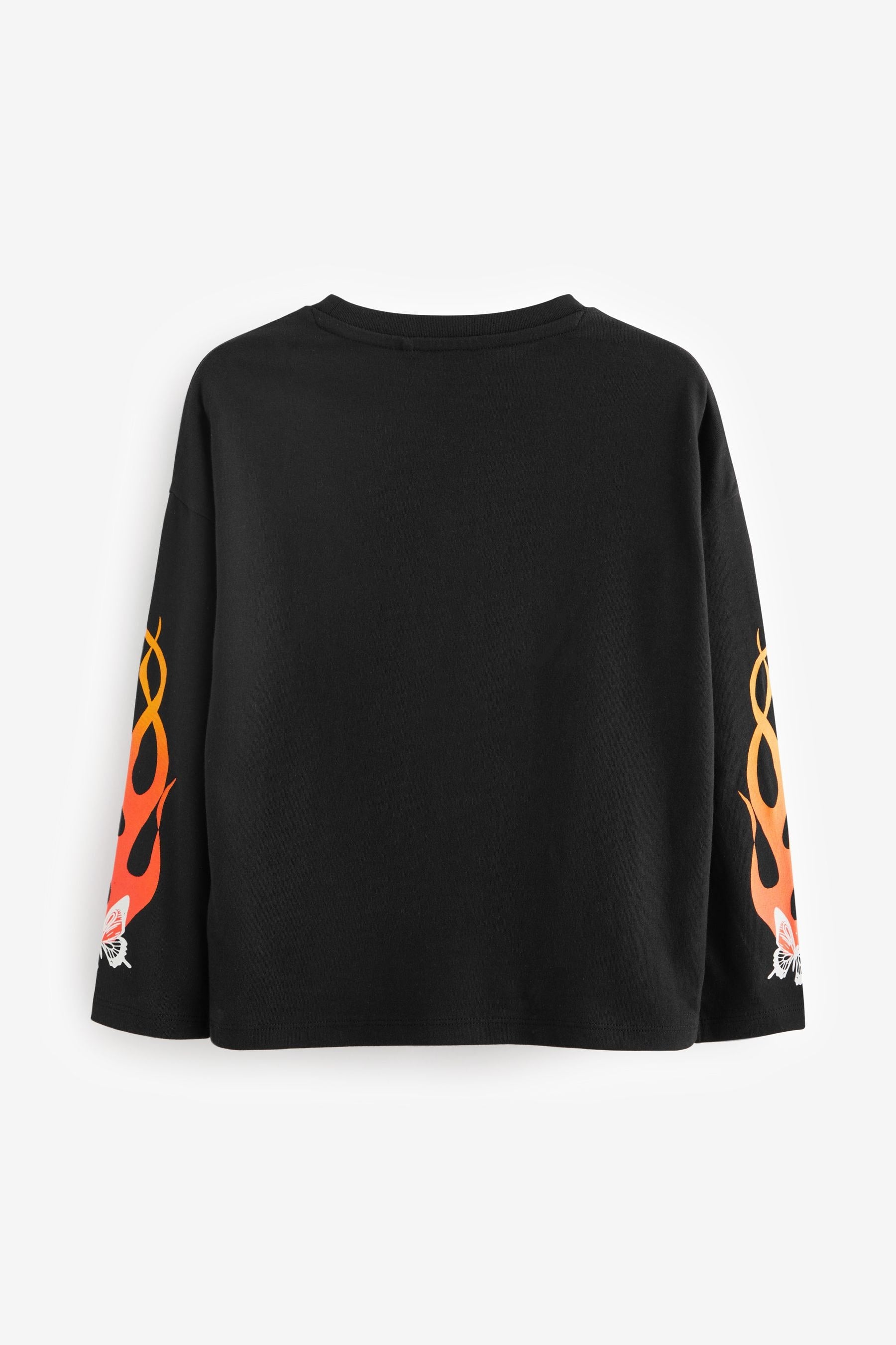 Black Fearless Stud Graphic Long Sleeve T-Shirt (3-16yrs)