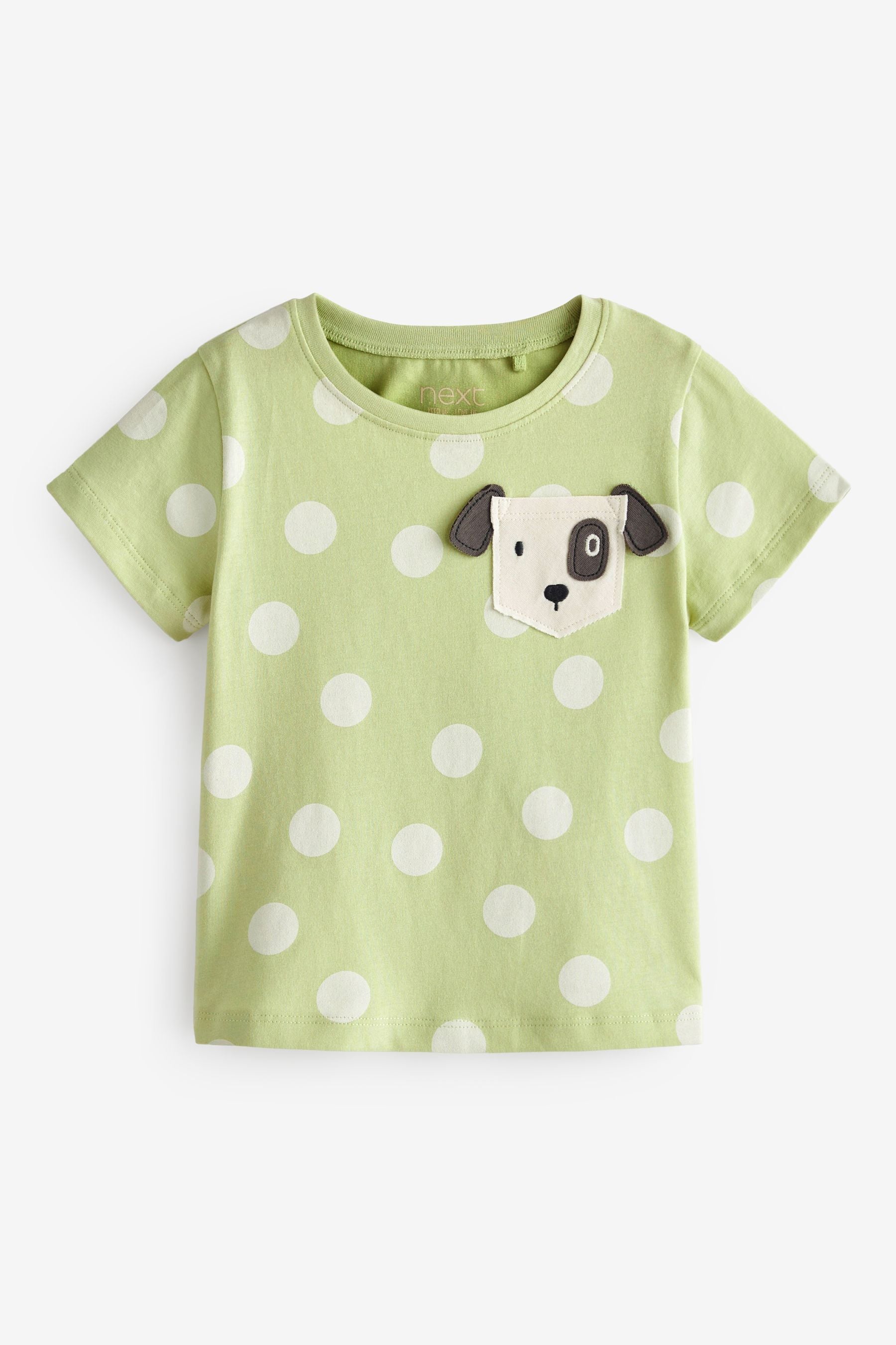 Green Dog Spot Short Sleeve Cotton T-Shirt (3mths-7yrs)