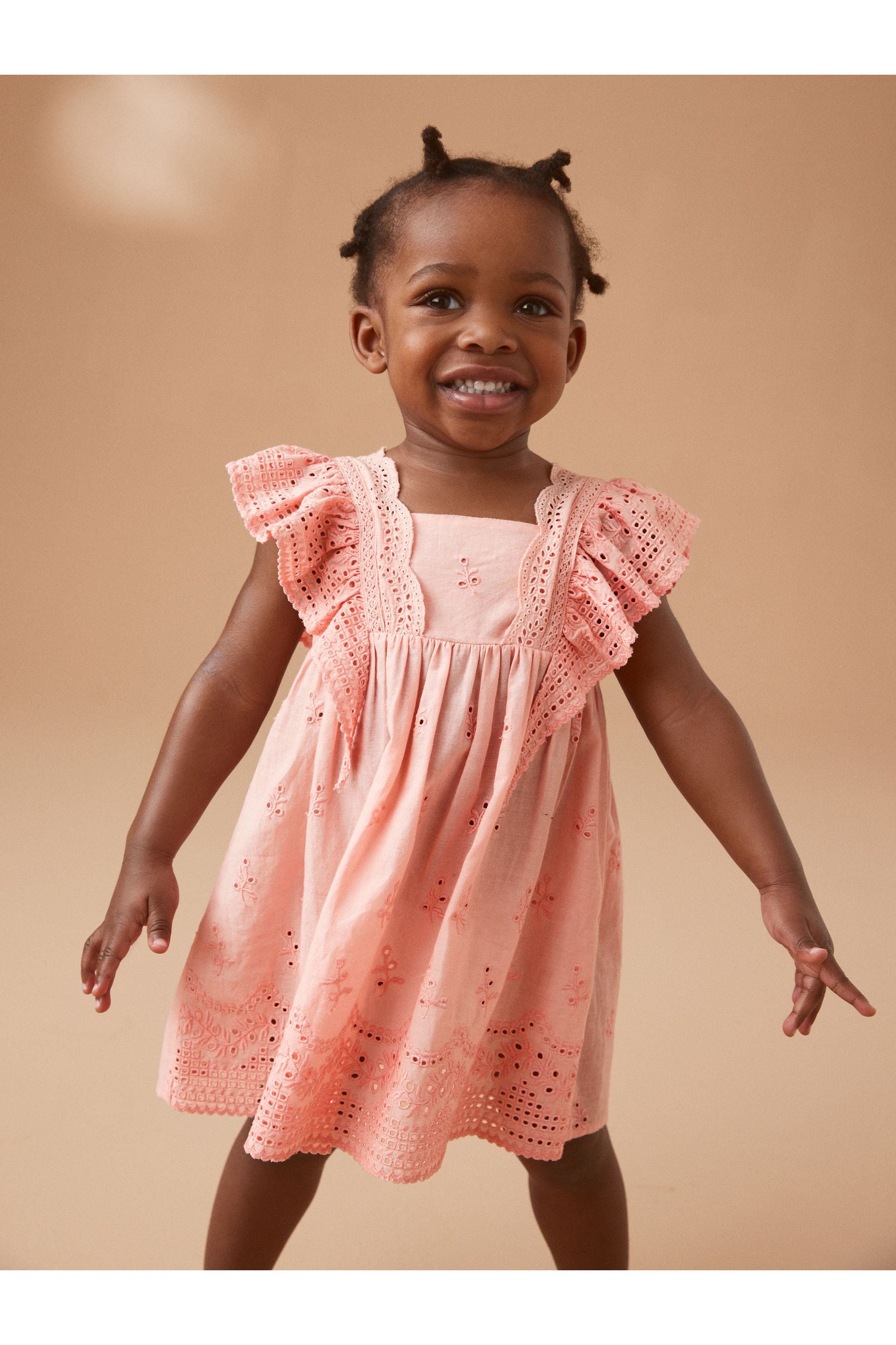 Pink Cotton Broderie Dress (3mths-8yrs)