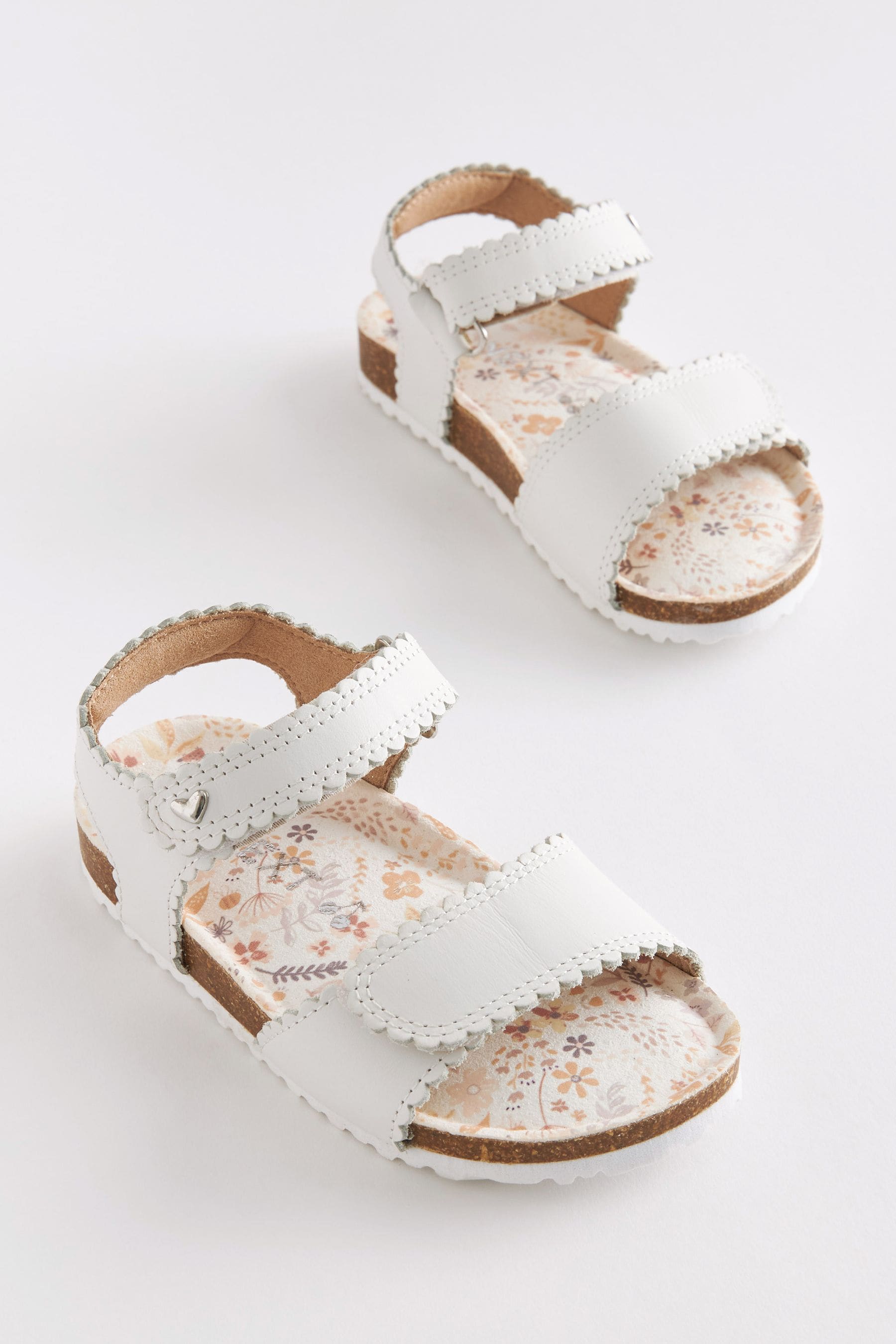 White Leather Corkbed Sandals