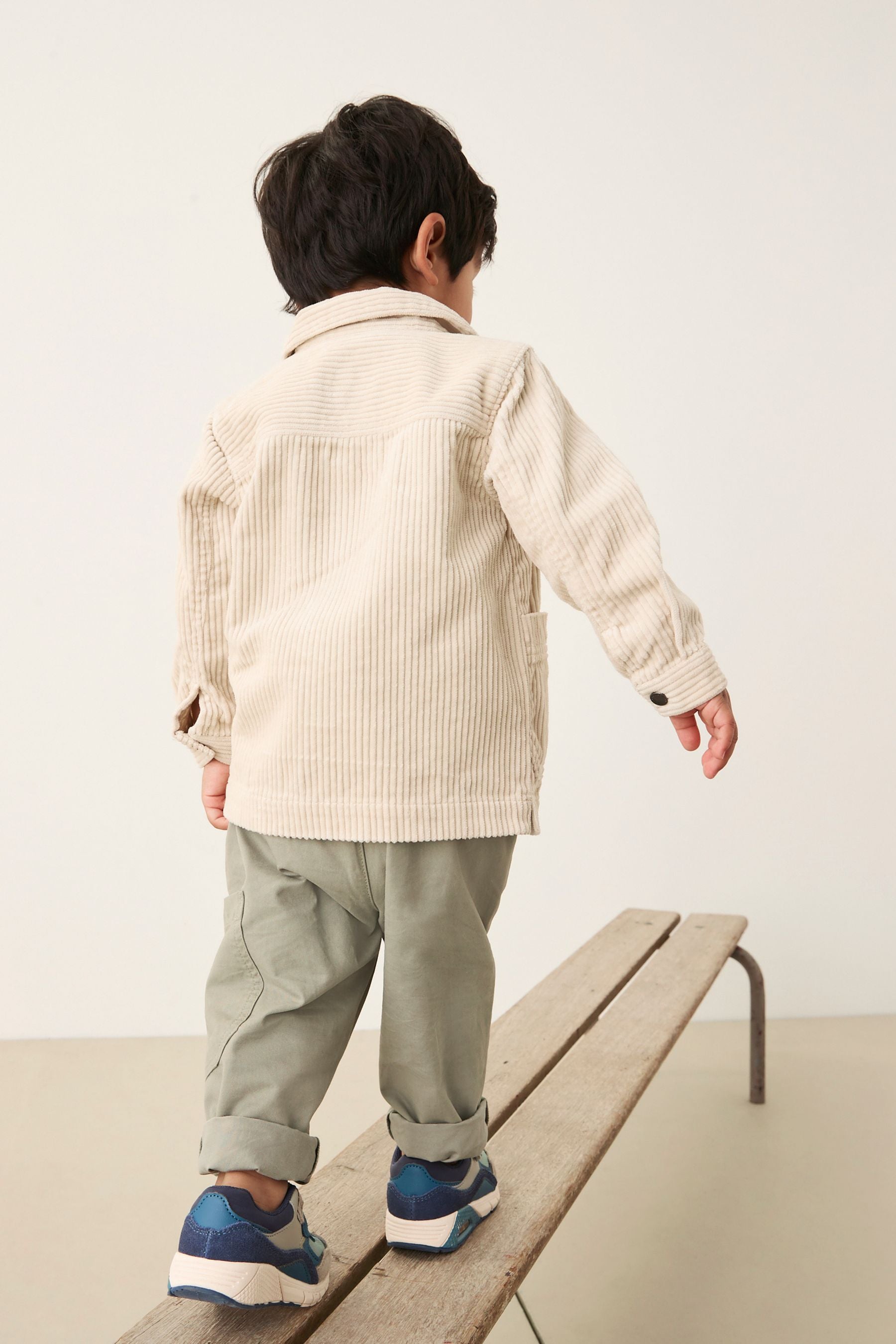 Ecru Cream Corduroy Shacket, Trousers & T-Shirt Set (3mths-9yrs)