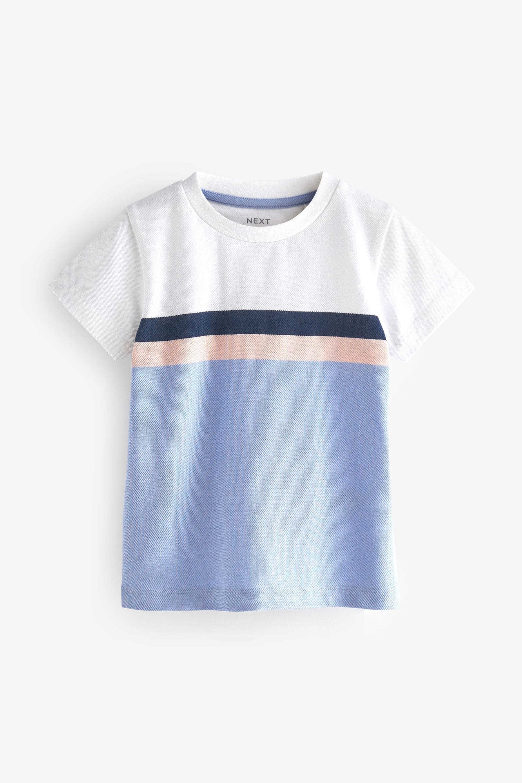 Blue/Pink Pique Jersey Short Sleeve Colourblock T-Shirt (3mths-7yrs)