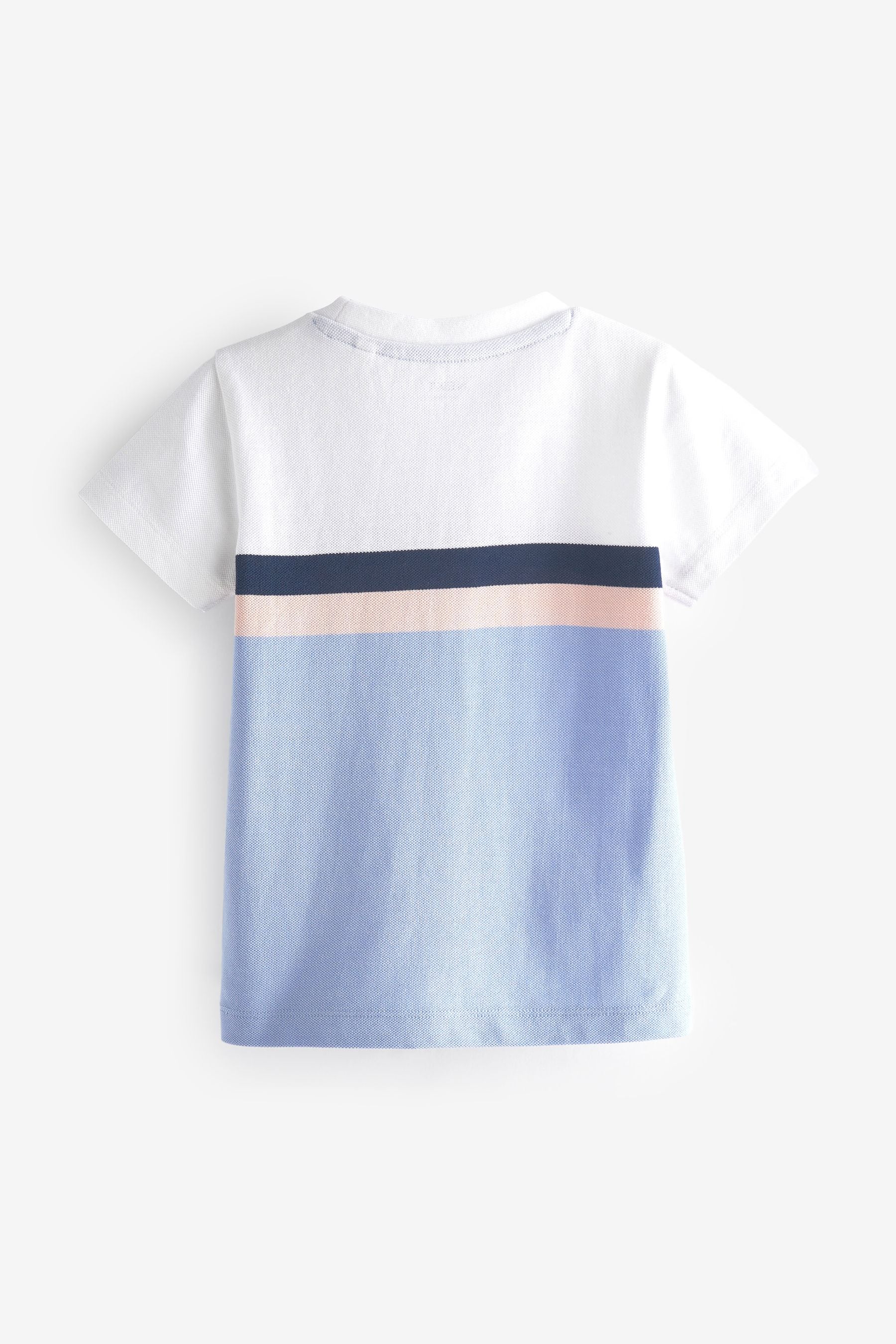 Blue/Pink Pique Jersey Short Sleeve Colourblock T-Shirt (3mths-7yrs)