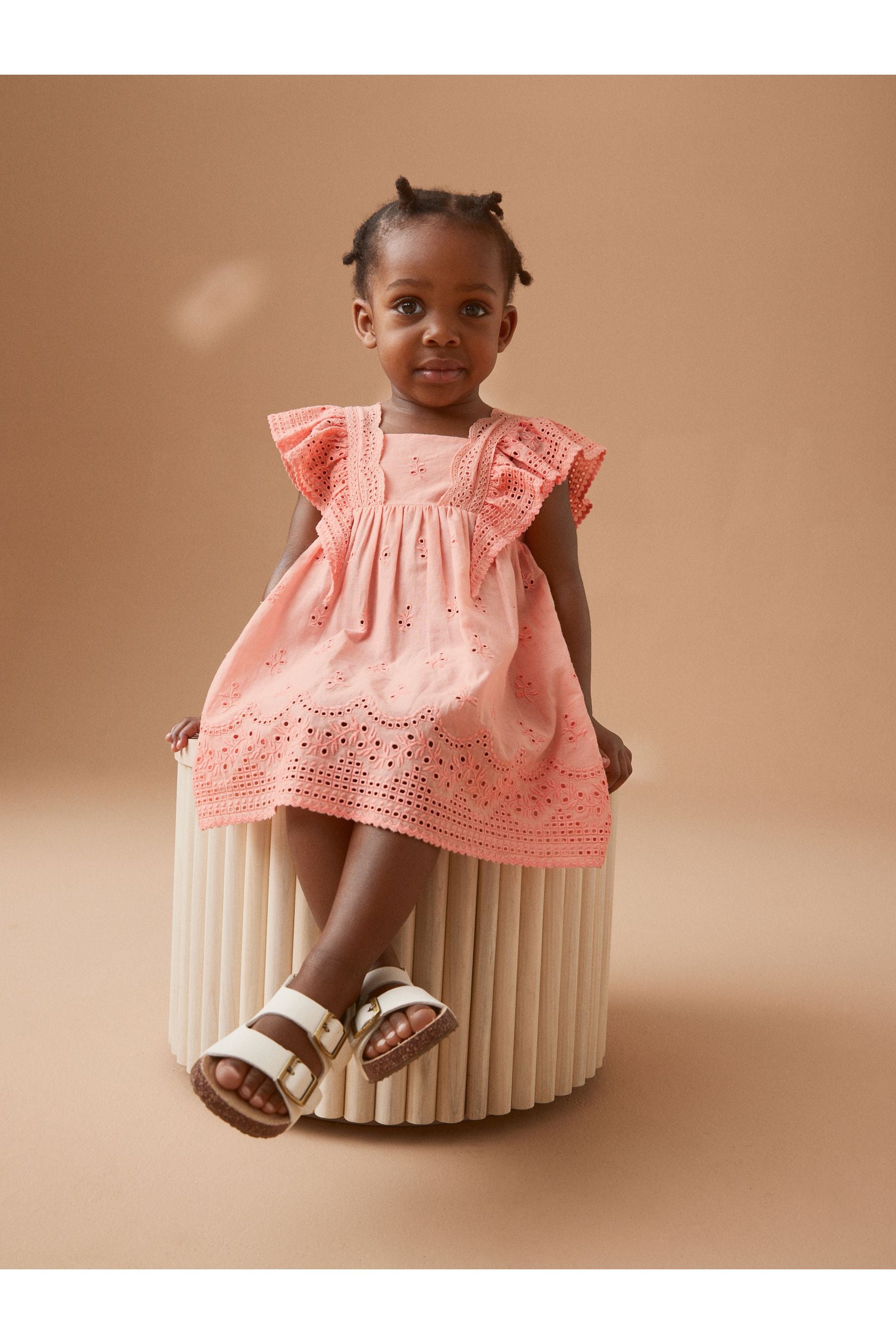 Pink Cotton Broderie Dress (3mths-8yrs)