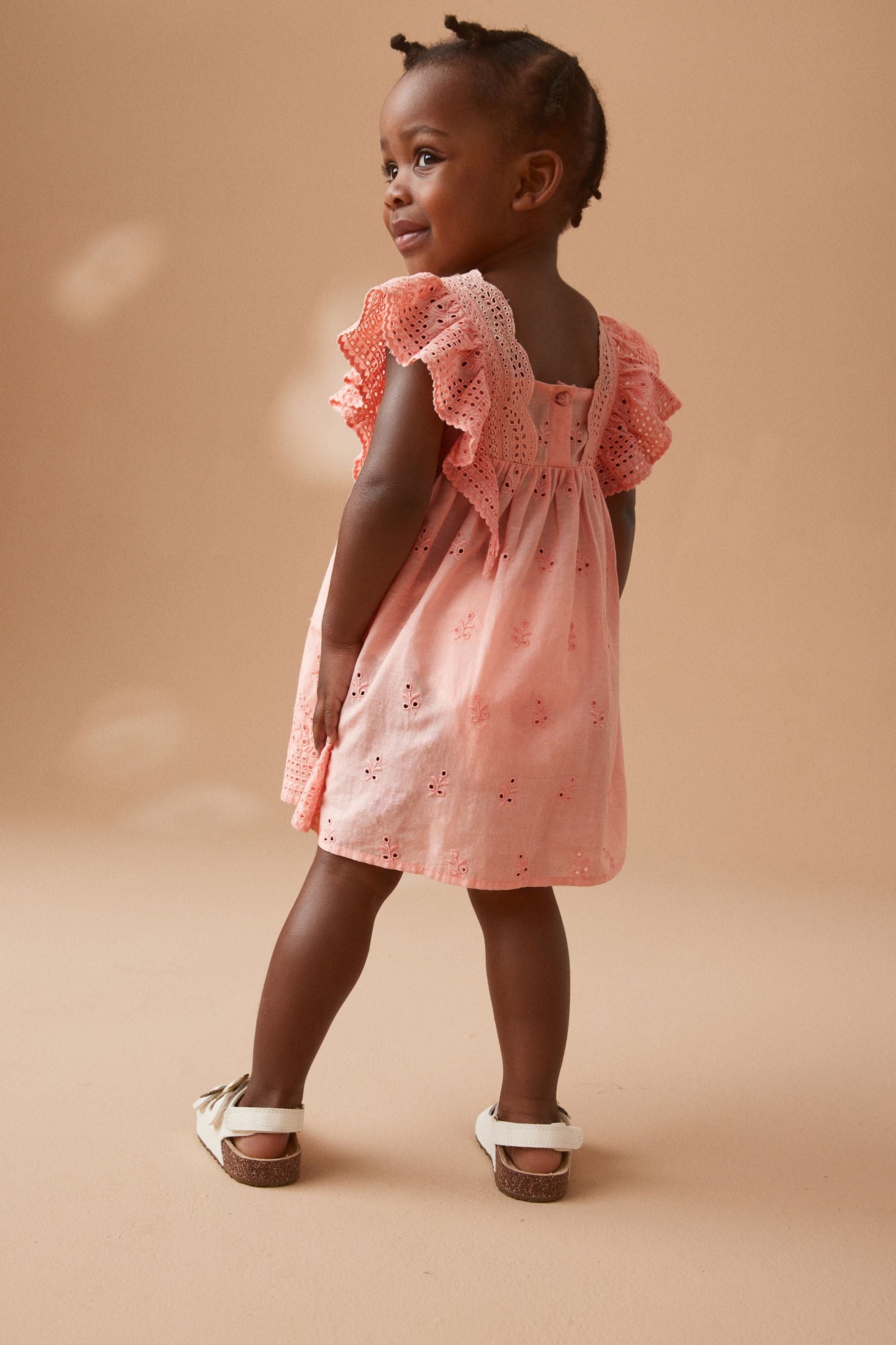 Pink Cotton Broderie Dress (3mths-8yrs)