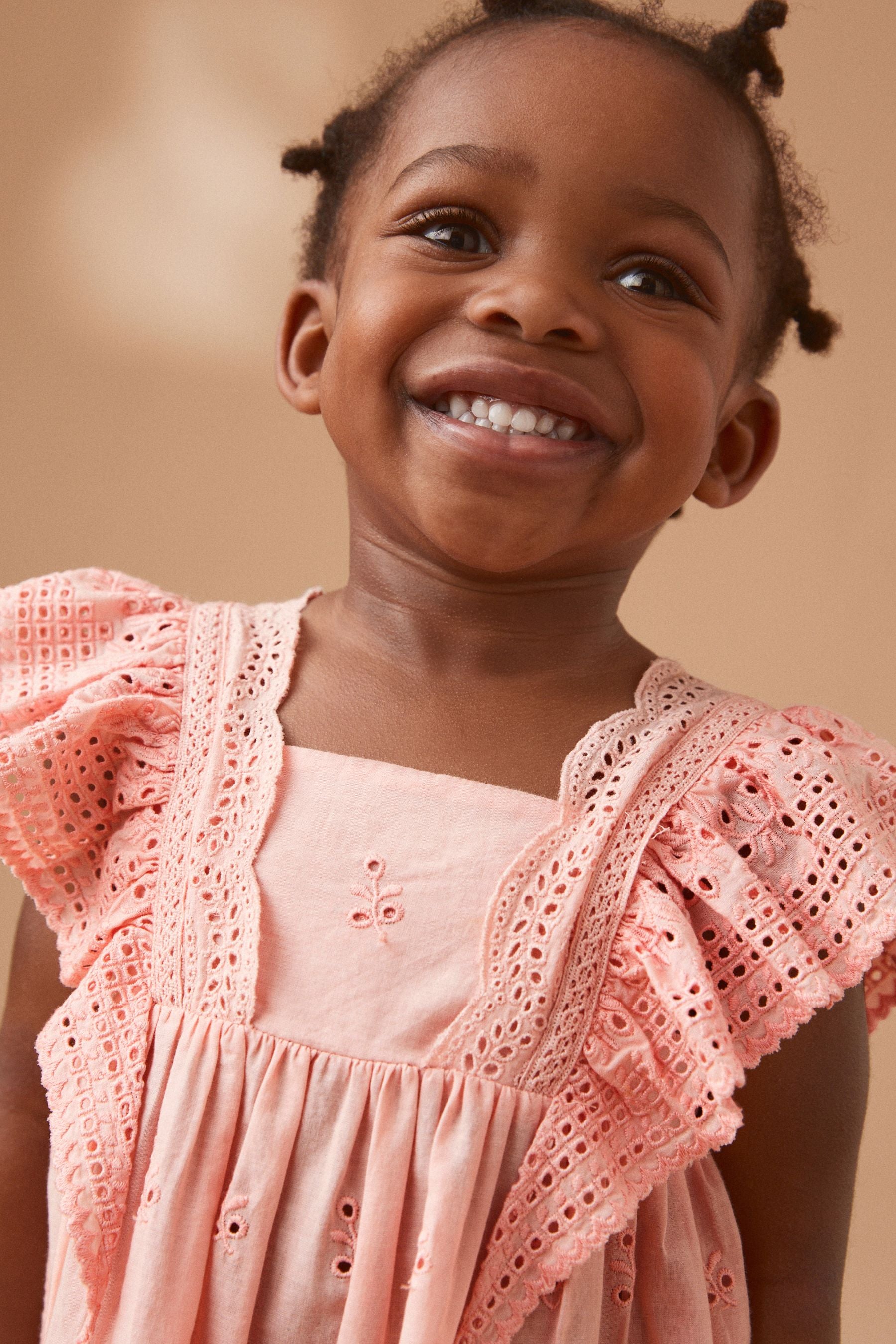 Pink Cotton Broderie Dress (3mths-8yrs)