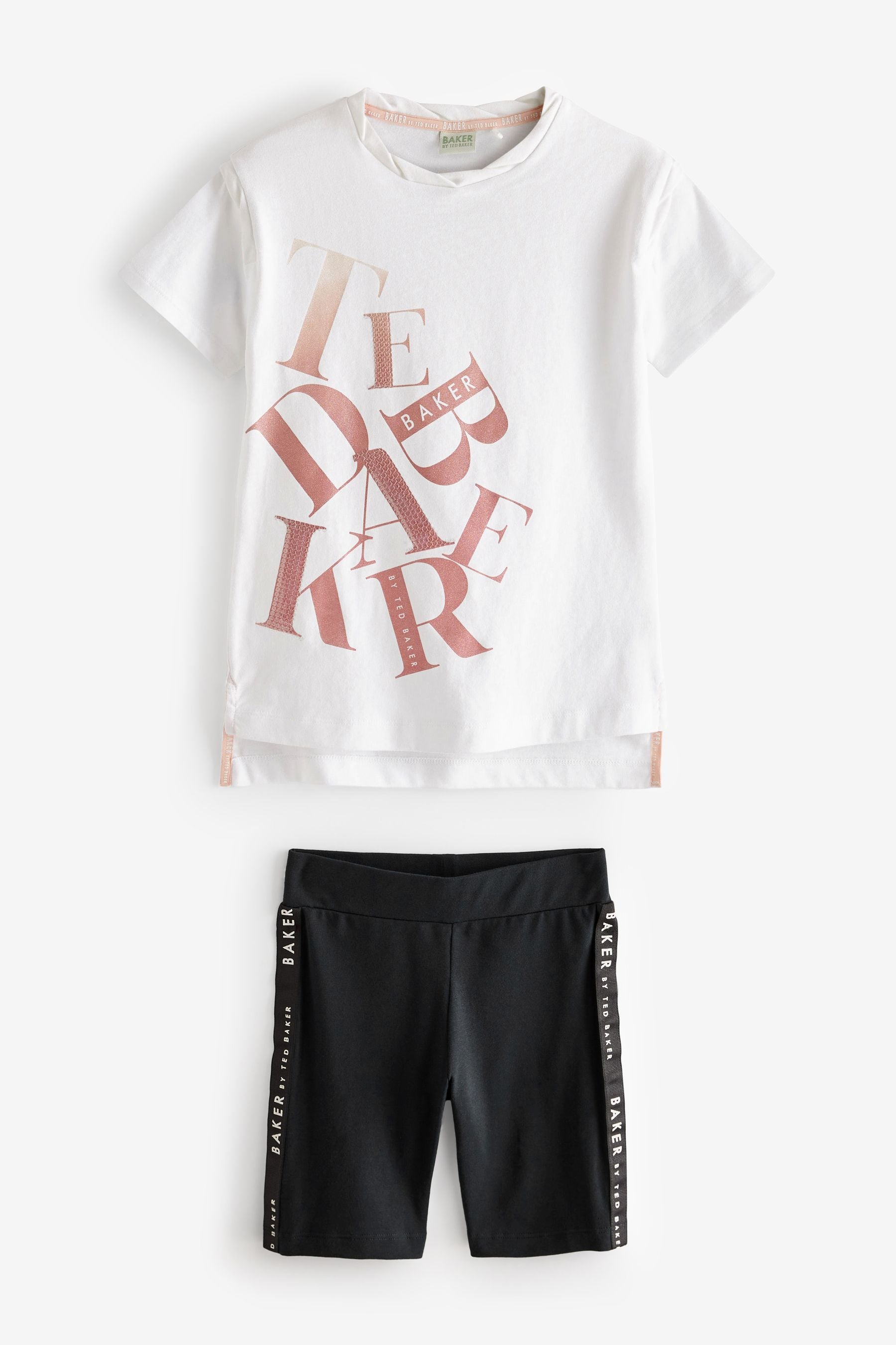 Black Baker by Ted Baker Cycling Shorts and Stencil T-Shirt Black Set