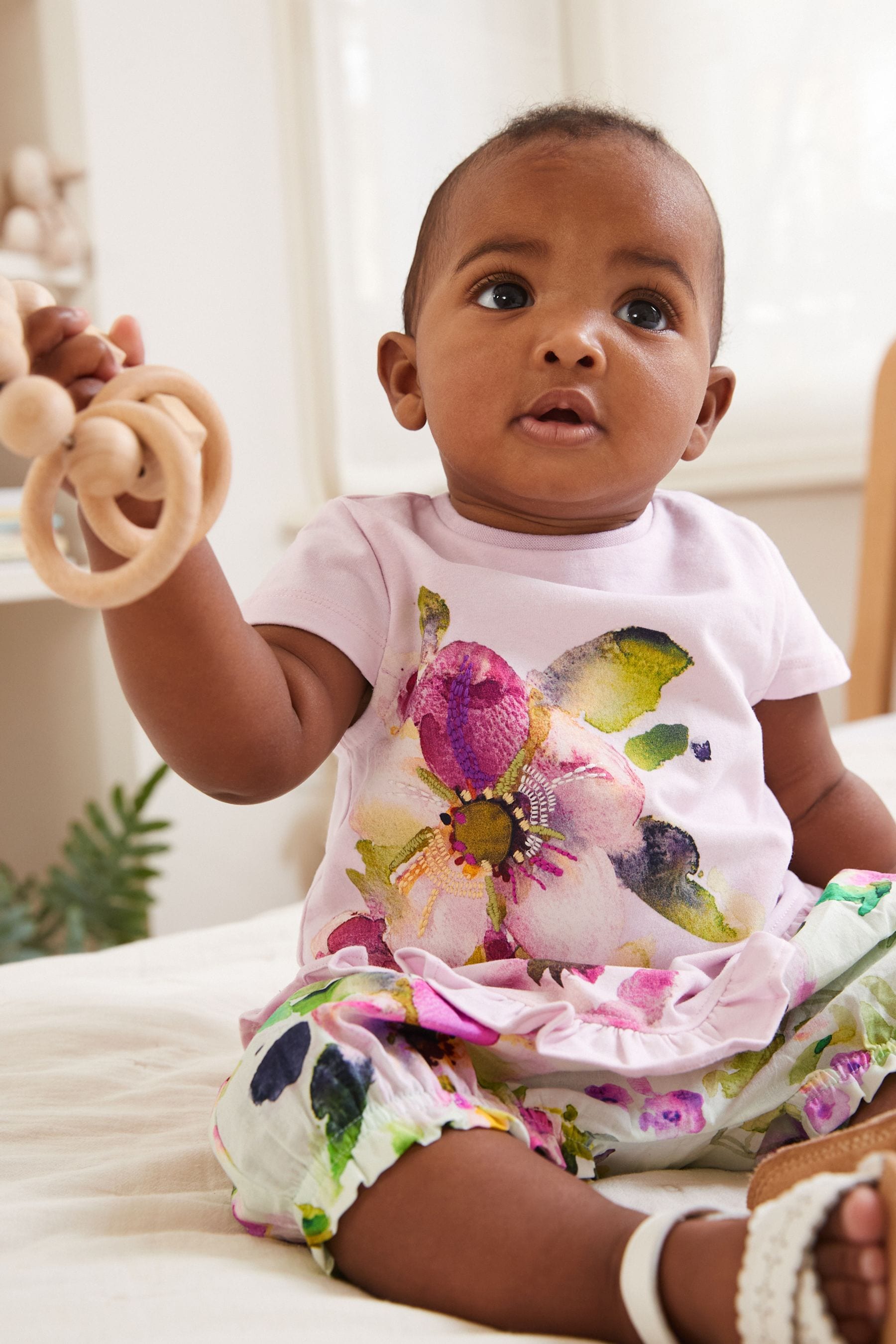 Purple/Green 2 Piece Baby T-Shirt And Shorts Set