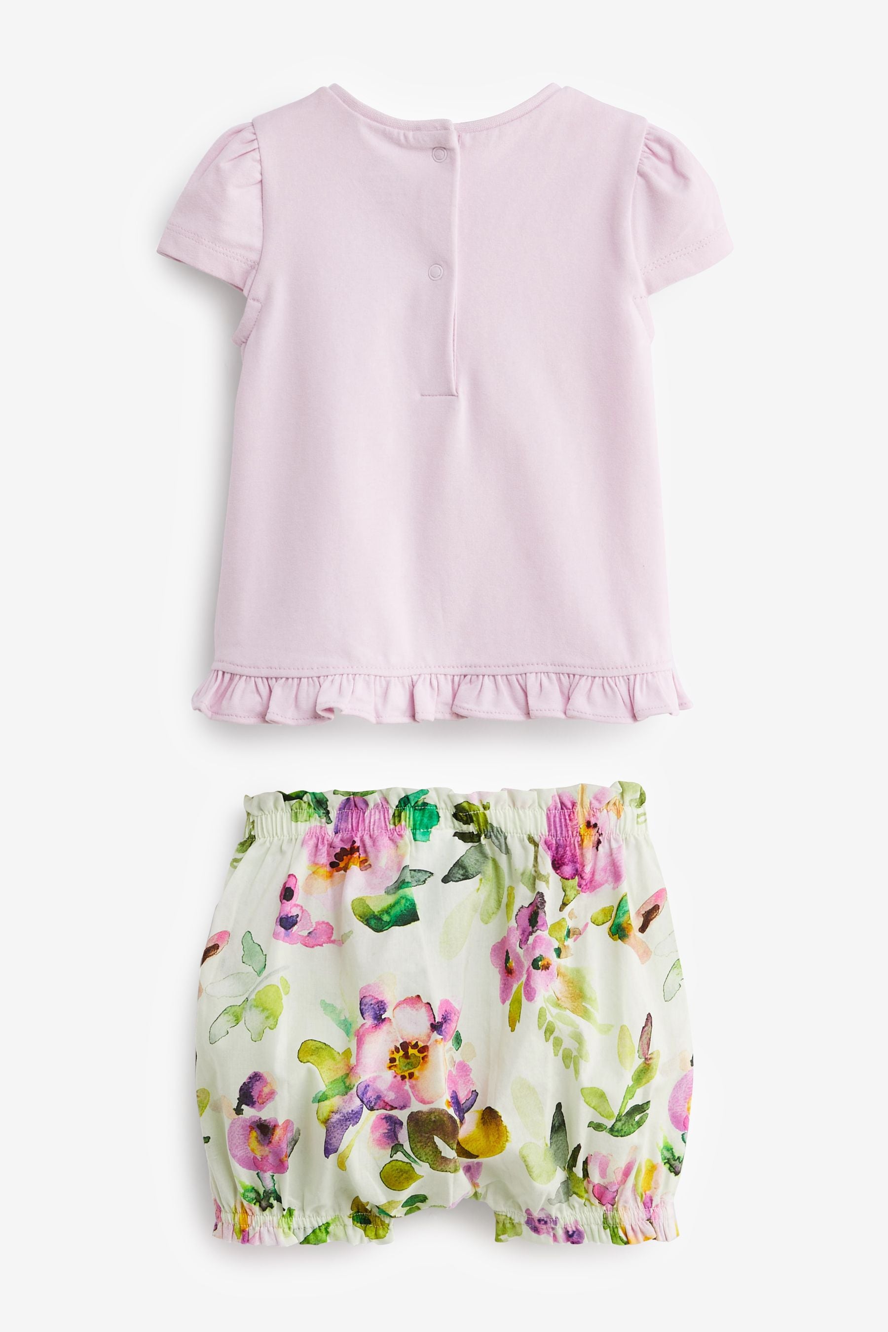 Purple/Green 2 Piece Baby T-Shirt And Shorts Set