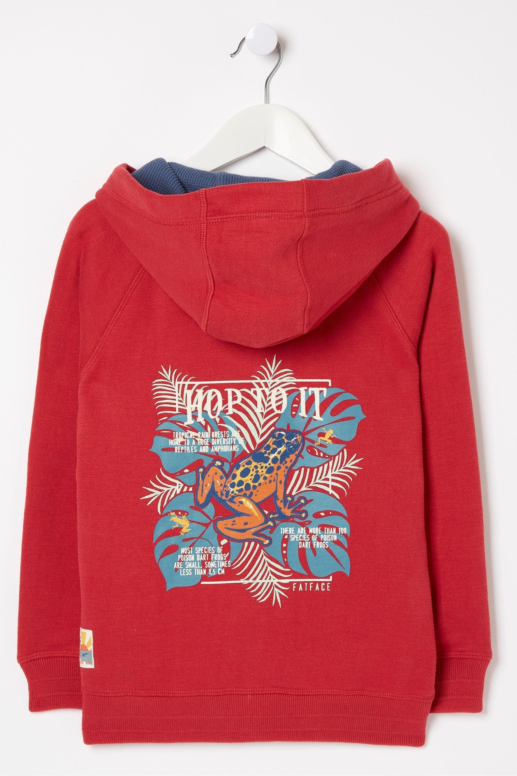 FatFace Red Creature Graphic Zip Through Hoodie