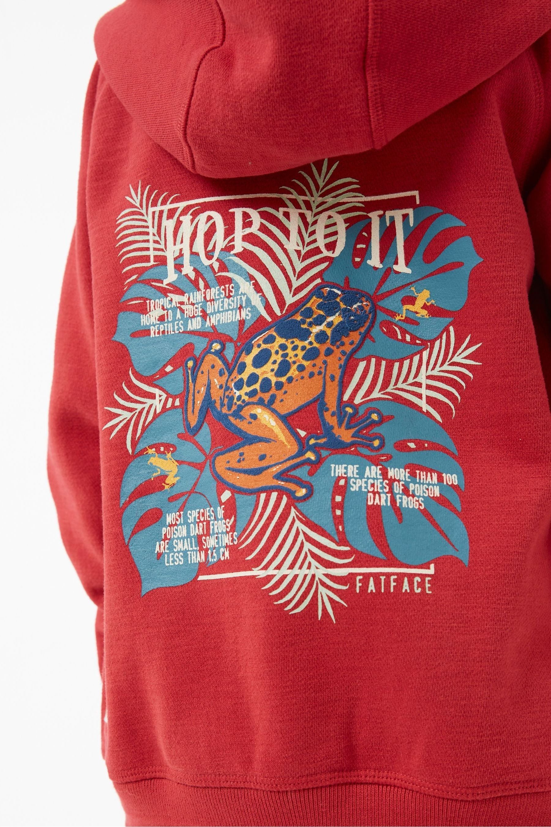 FatFace Red Creature Graphic Zip Through Hoodie