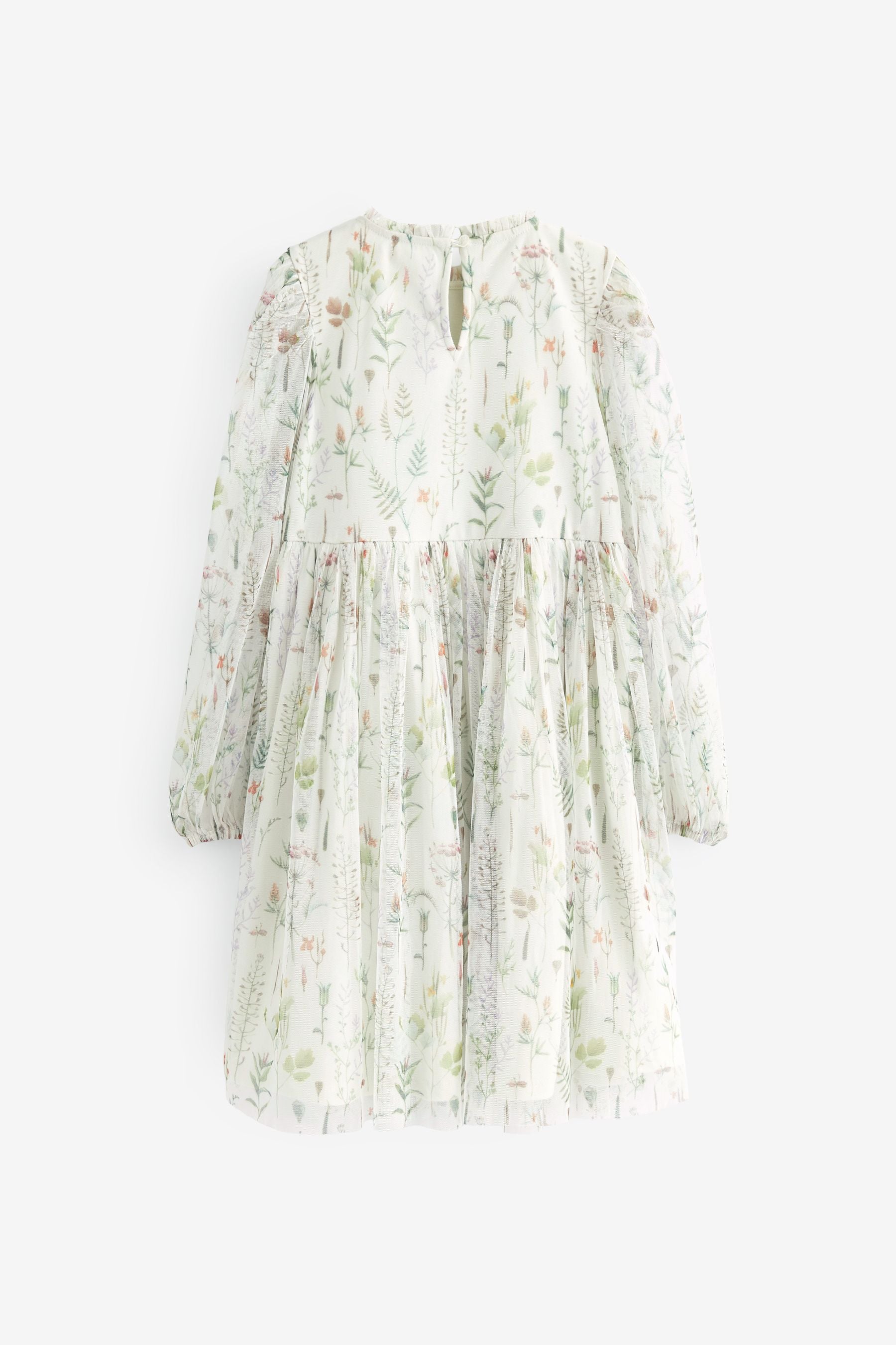 Soft Floral Long Sleeve Mesh Dress (3-16yrs)