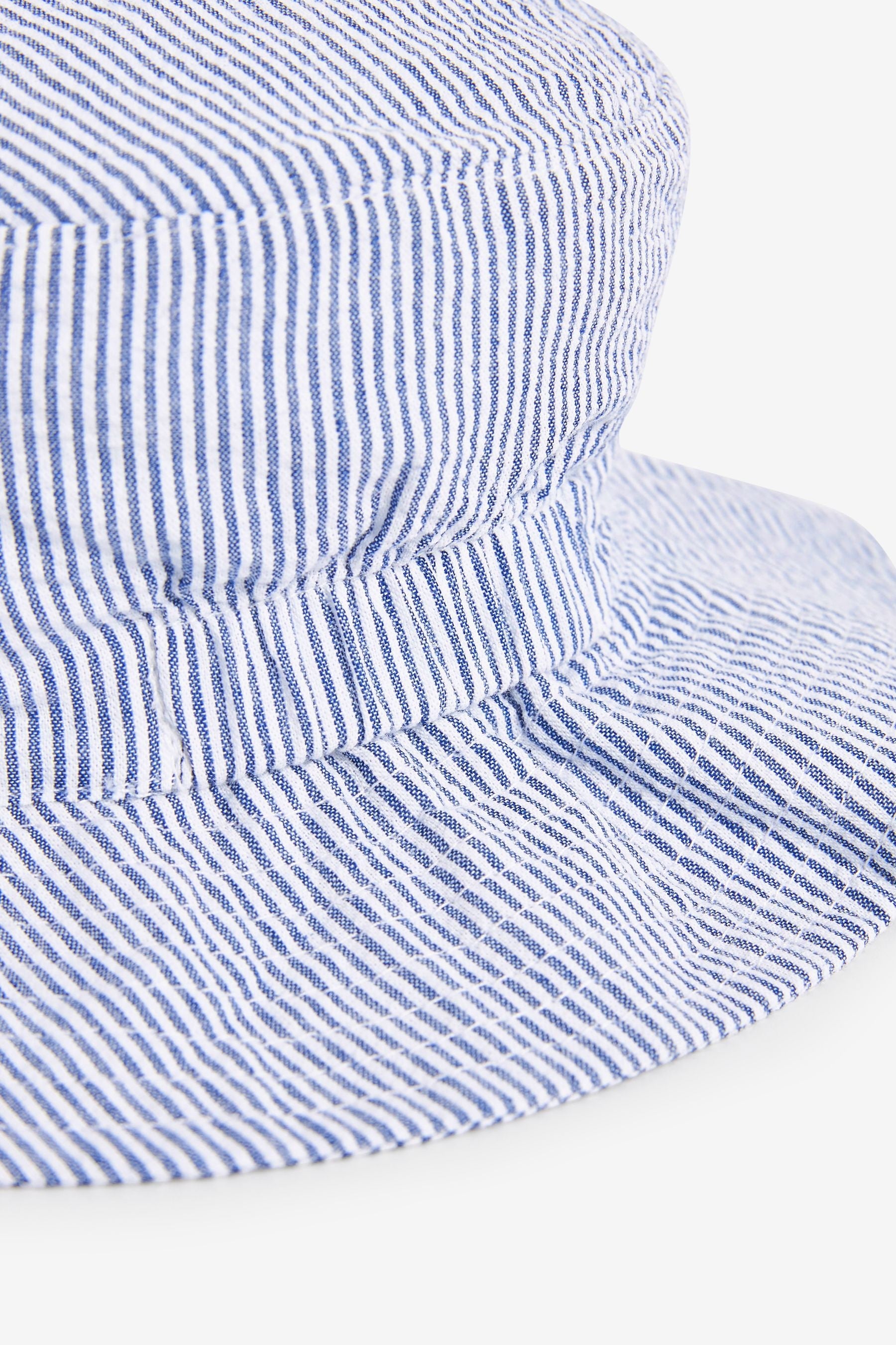 Blue Stripe Lightweight Cotton Bucket Hat (3mths-10yrs)