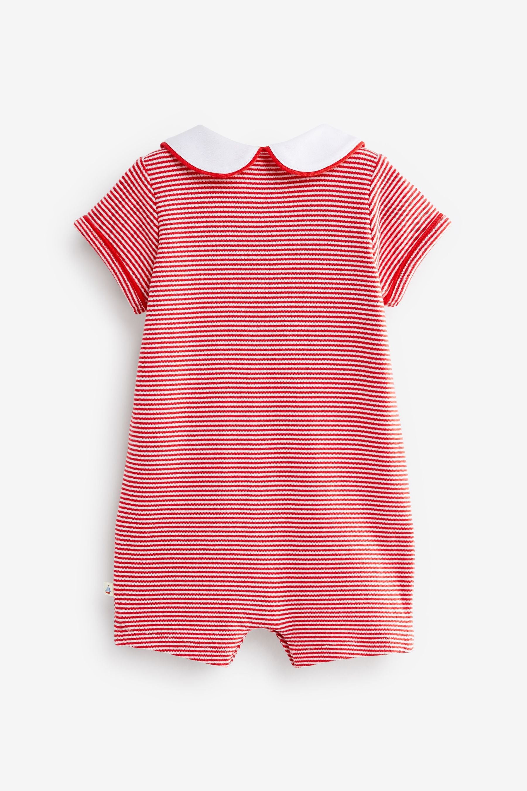 Red Nautical Embroidered Baby Jersey Romper