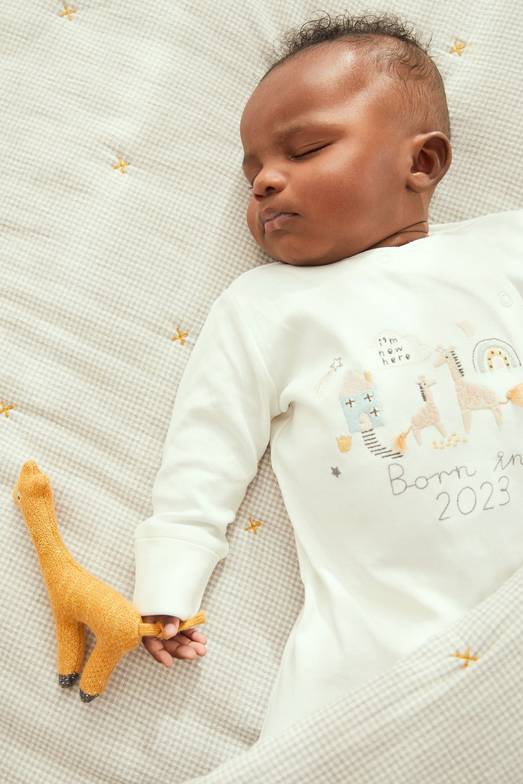 White/Grey Born In 2023 Single Sleepsuit (0-9mths)