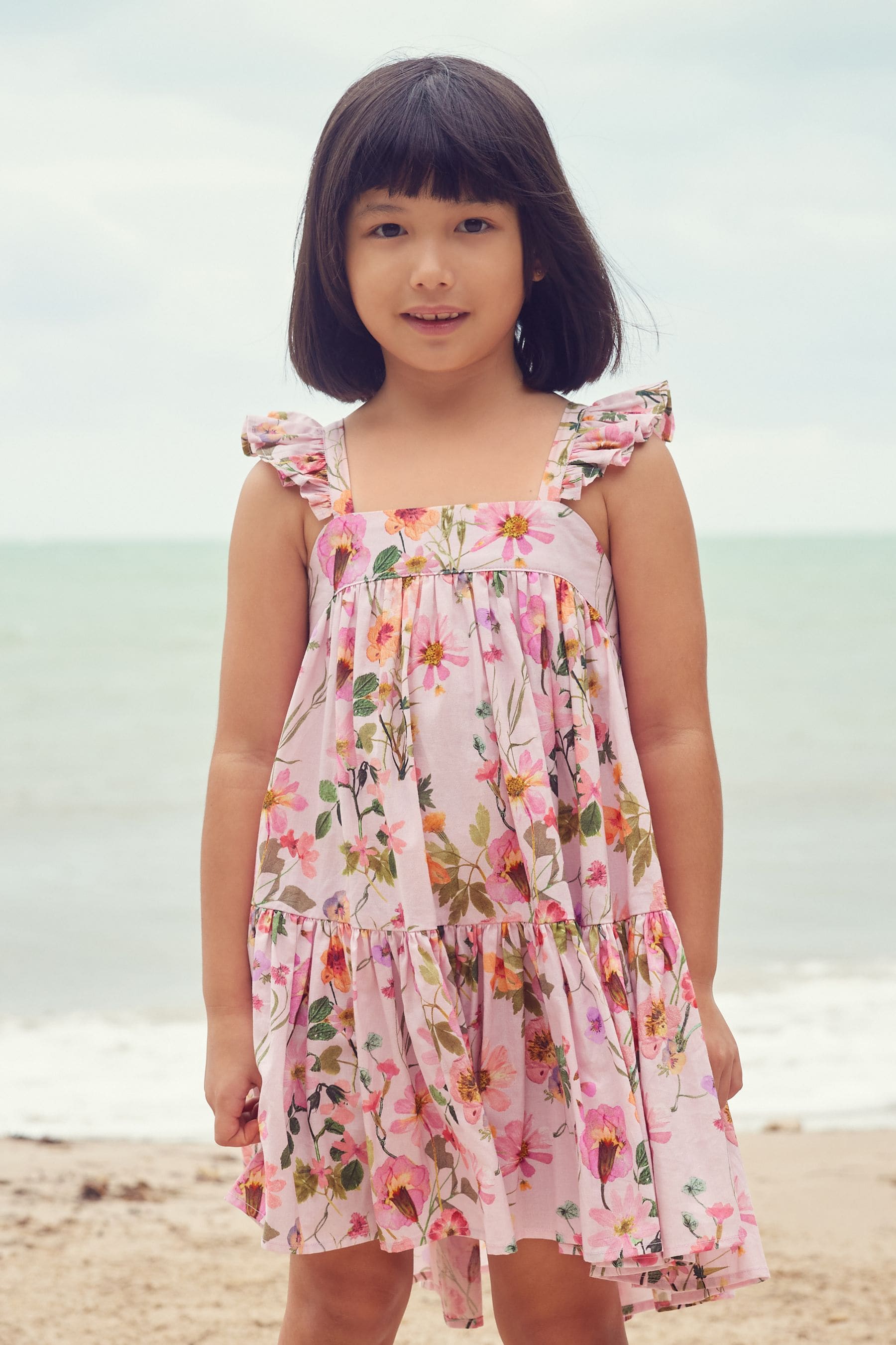 Pink Floral Printed Tiered Dress (3-16yrs)