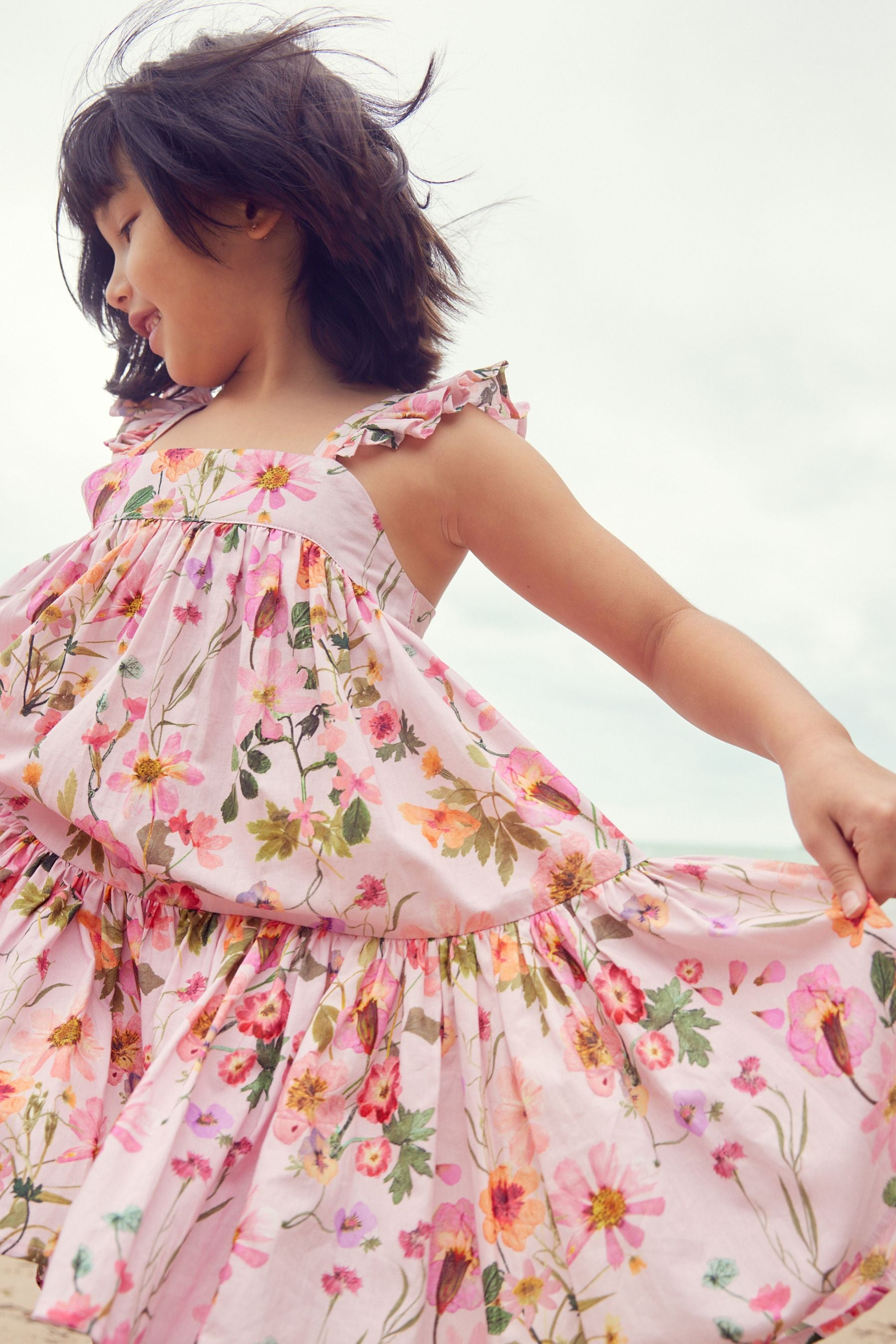 Pink Floral Printed Tiered Dress (3-16yrs)