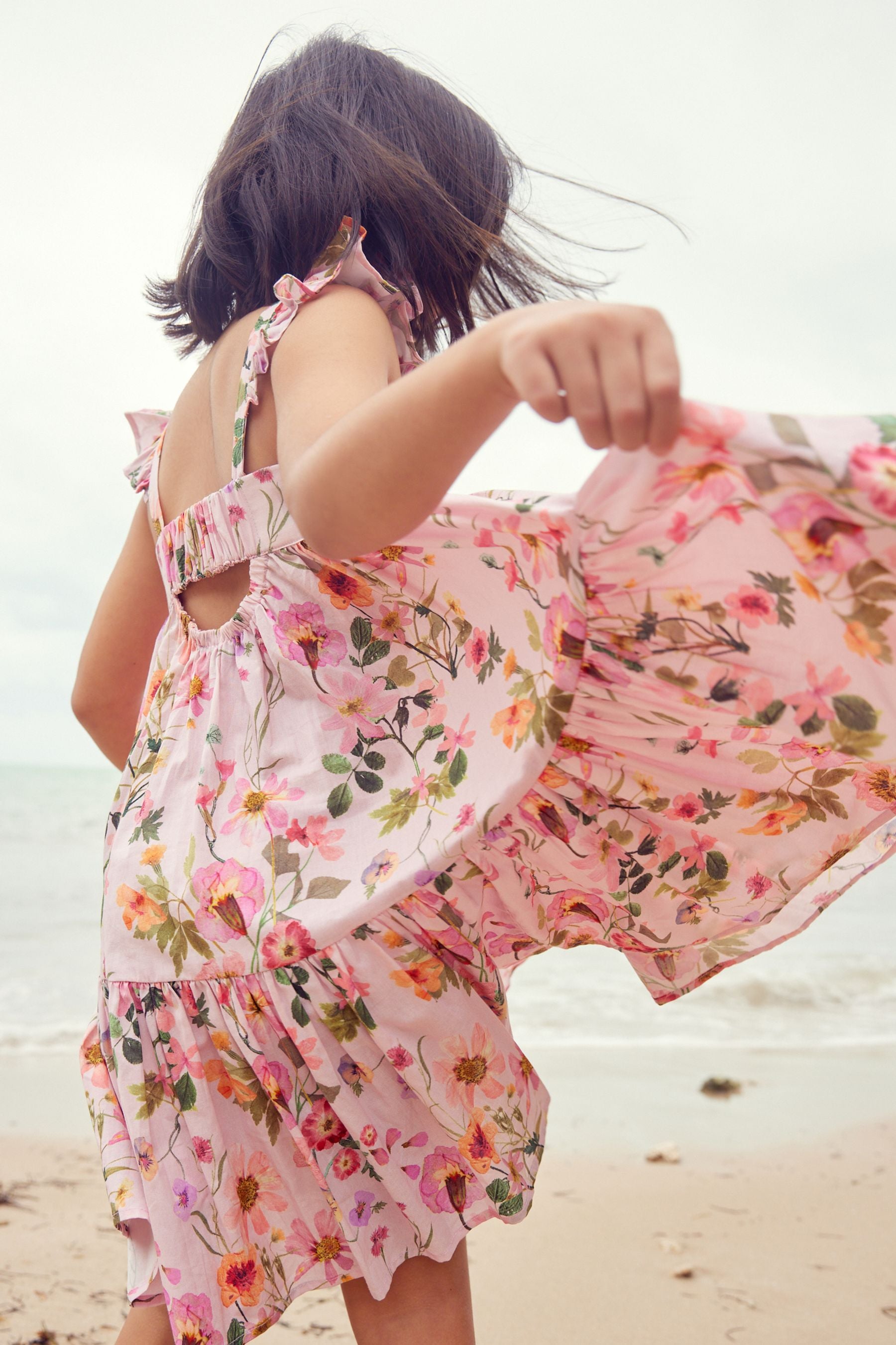 Pink Floral Printed Tiered Dress (3-16yrs)