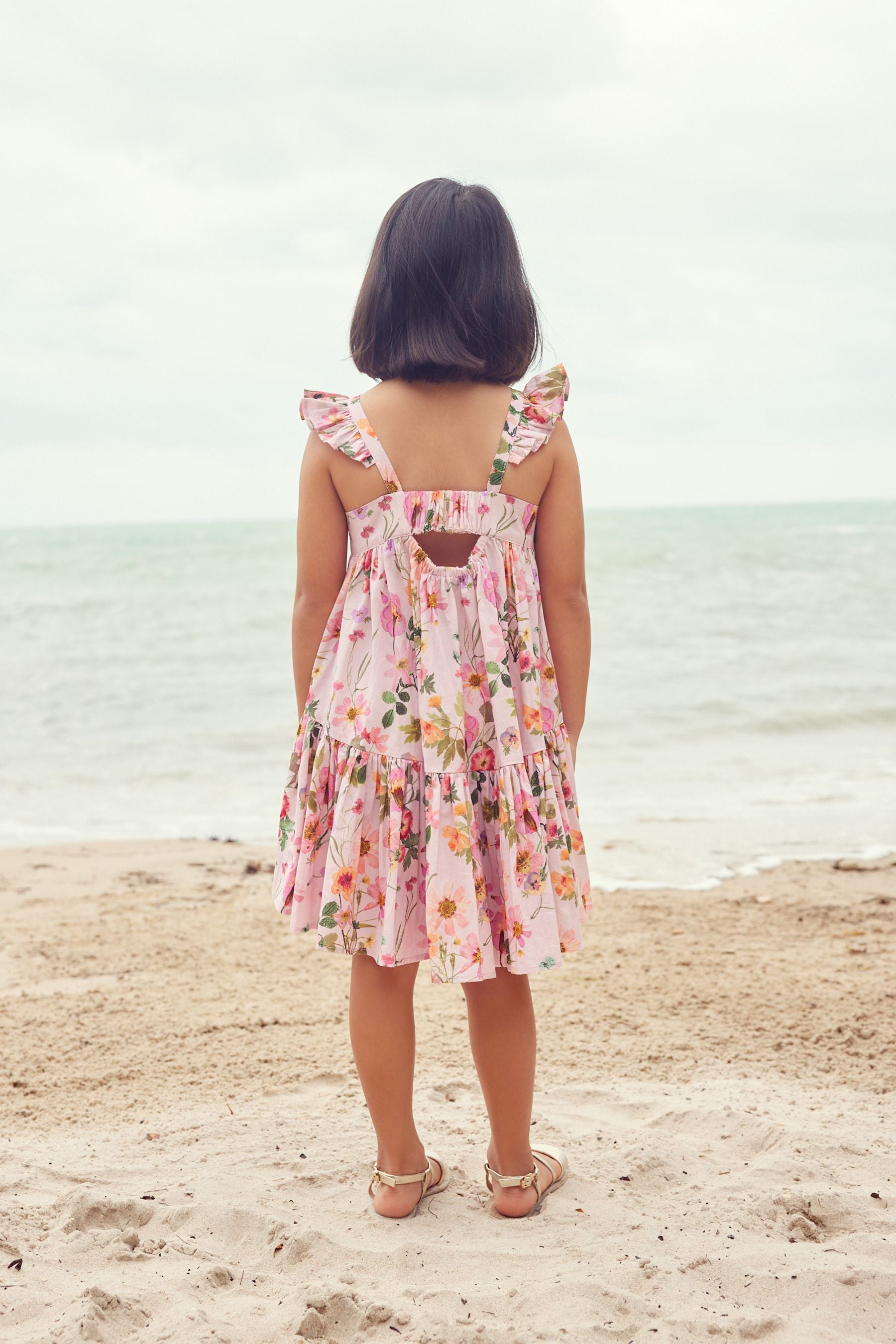 Pink Floral Printed Tiered Dress (3-16yrs)