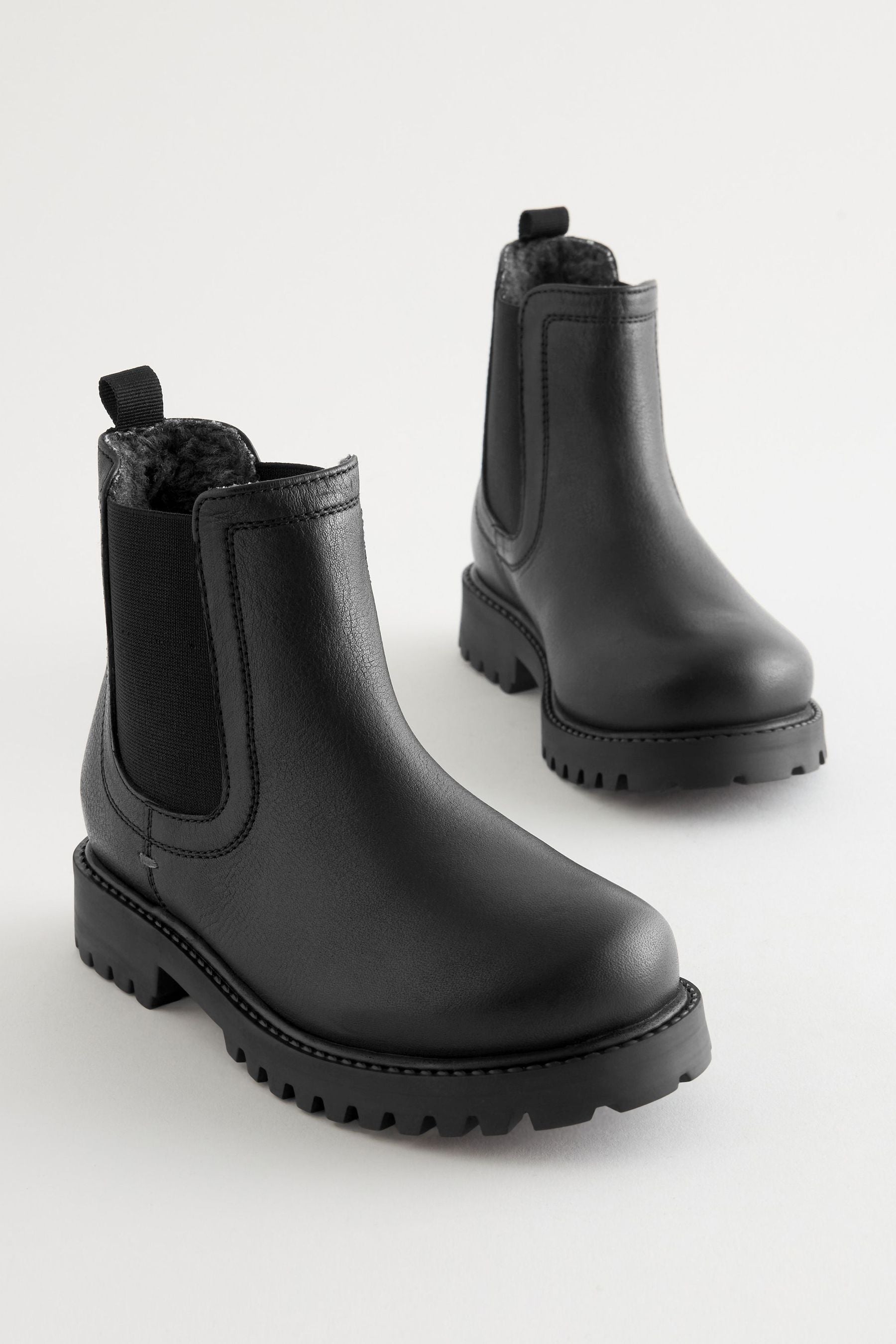 Black Chunky Chelsea Boots