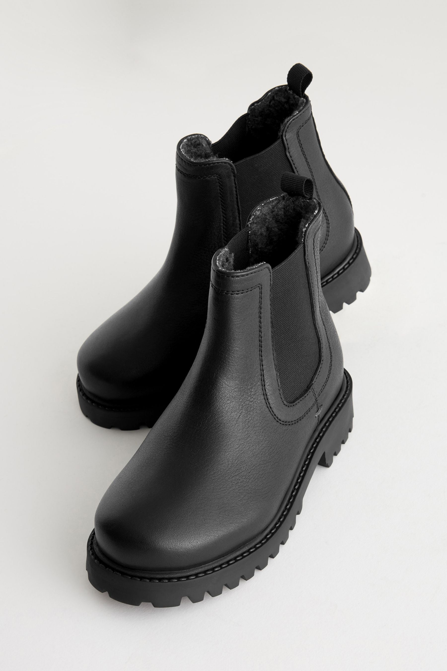 Black Chunky Chelsea Boots