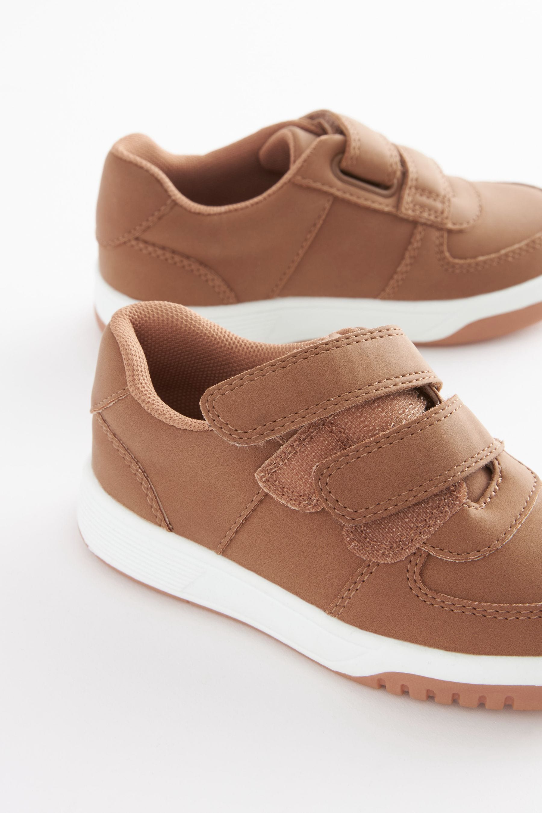 Tan Brown Strap Touch Fastening Trainers