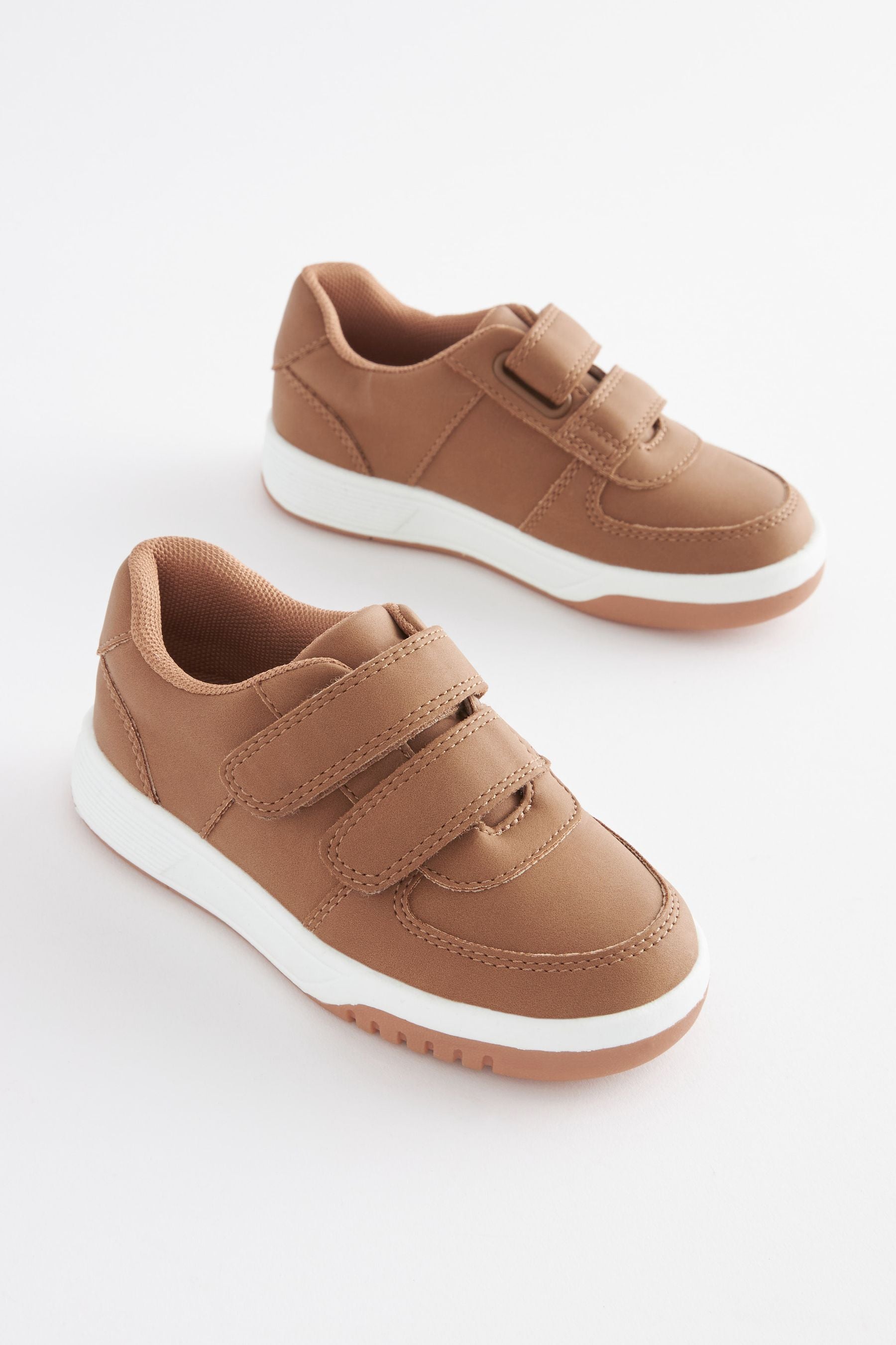 Tan Brown Strap Touch Fastening Trainers