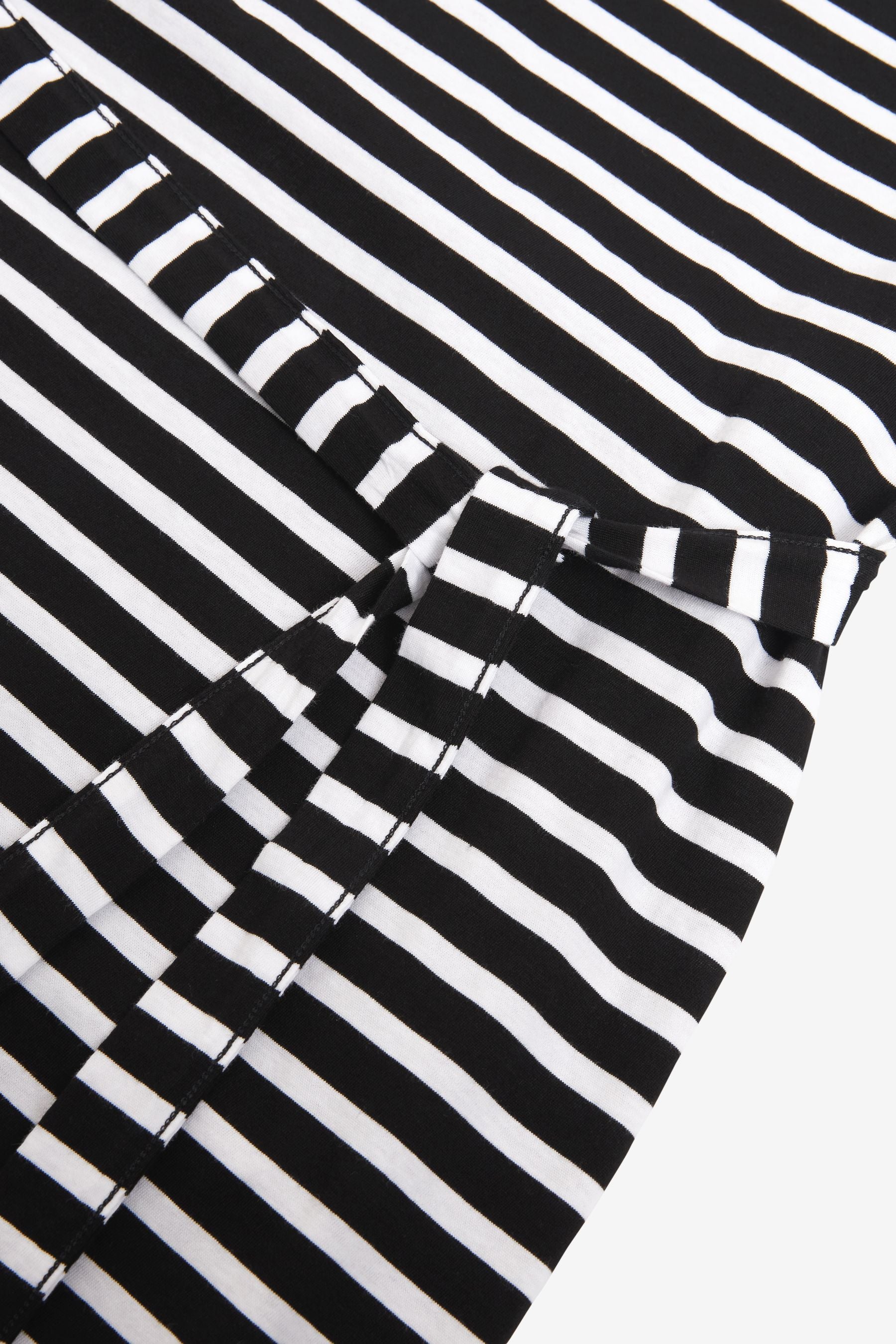 Black and White Stripe Maternity Short Sleeve Jersey Midi Dress