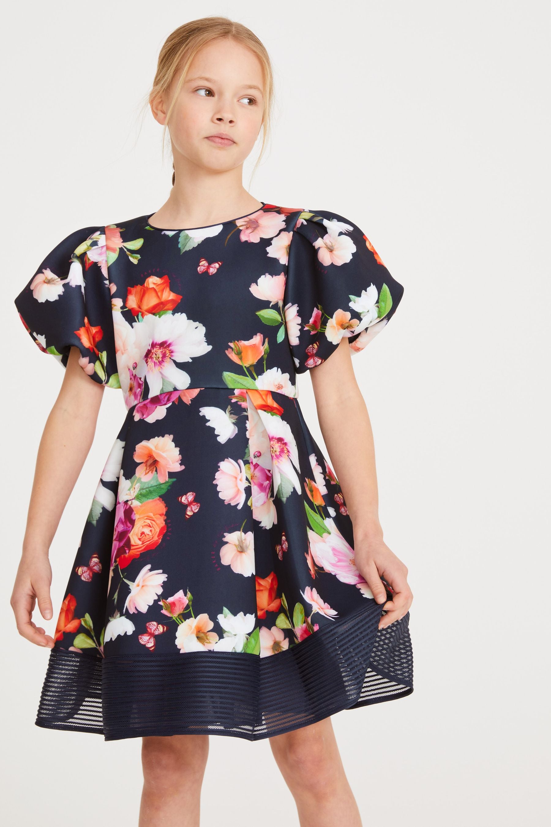 Baker by Ted Baker Navy Blue Floral Scuba Dress