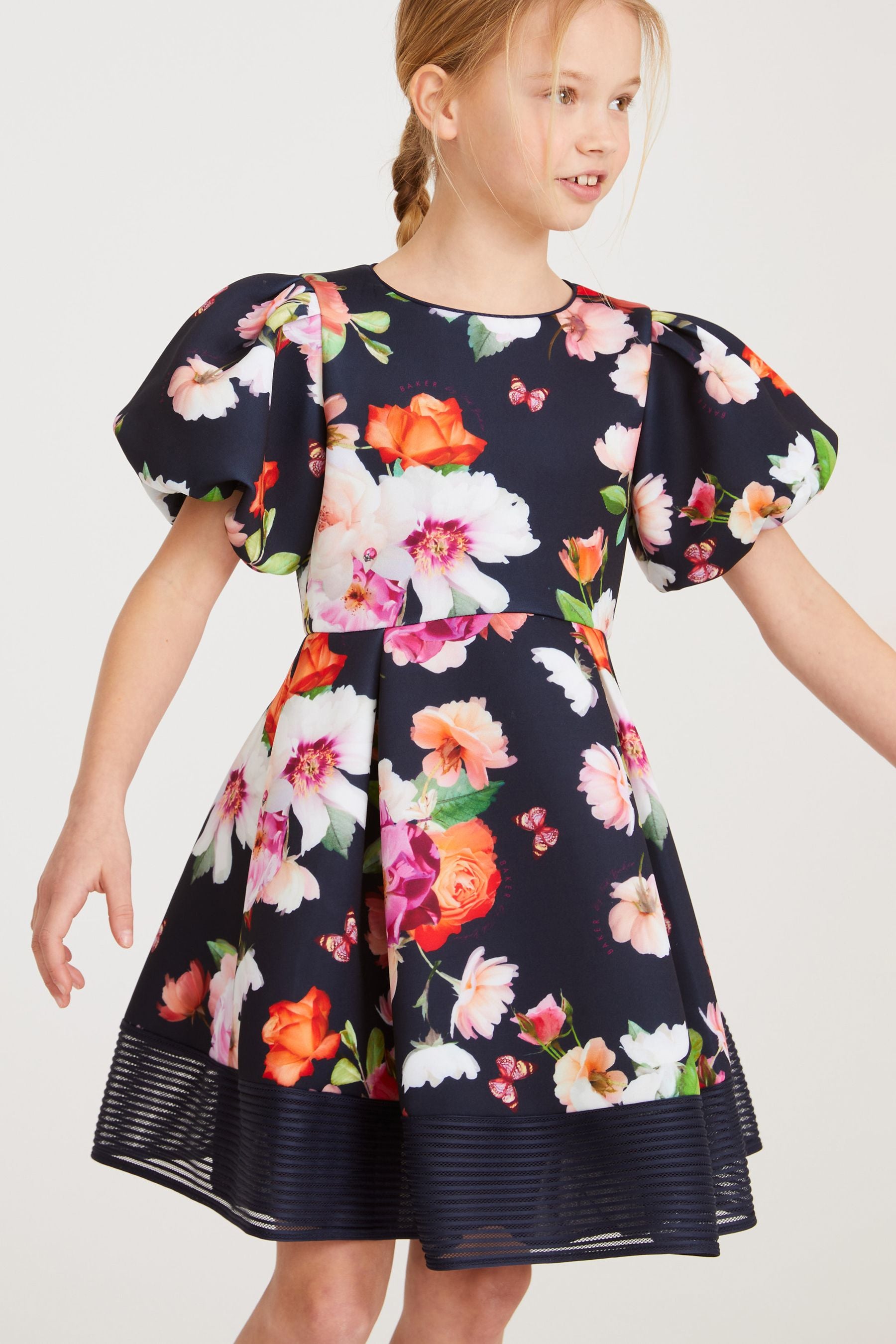 Baker by Ted Baker Navy Blue Floral Scuba Dress