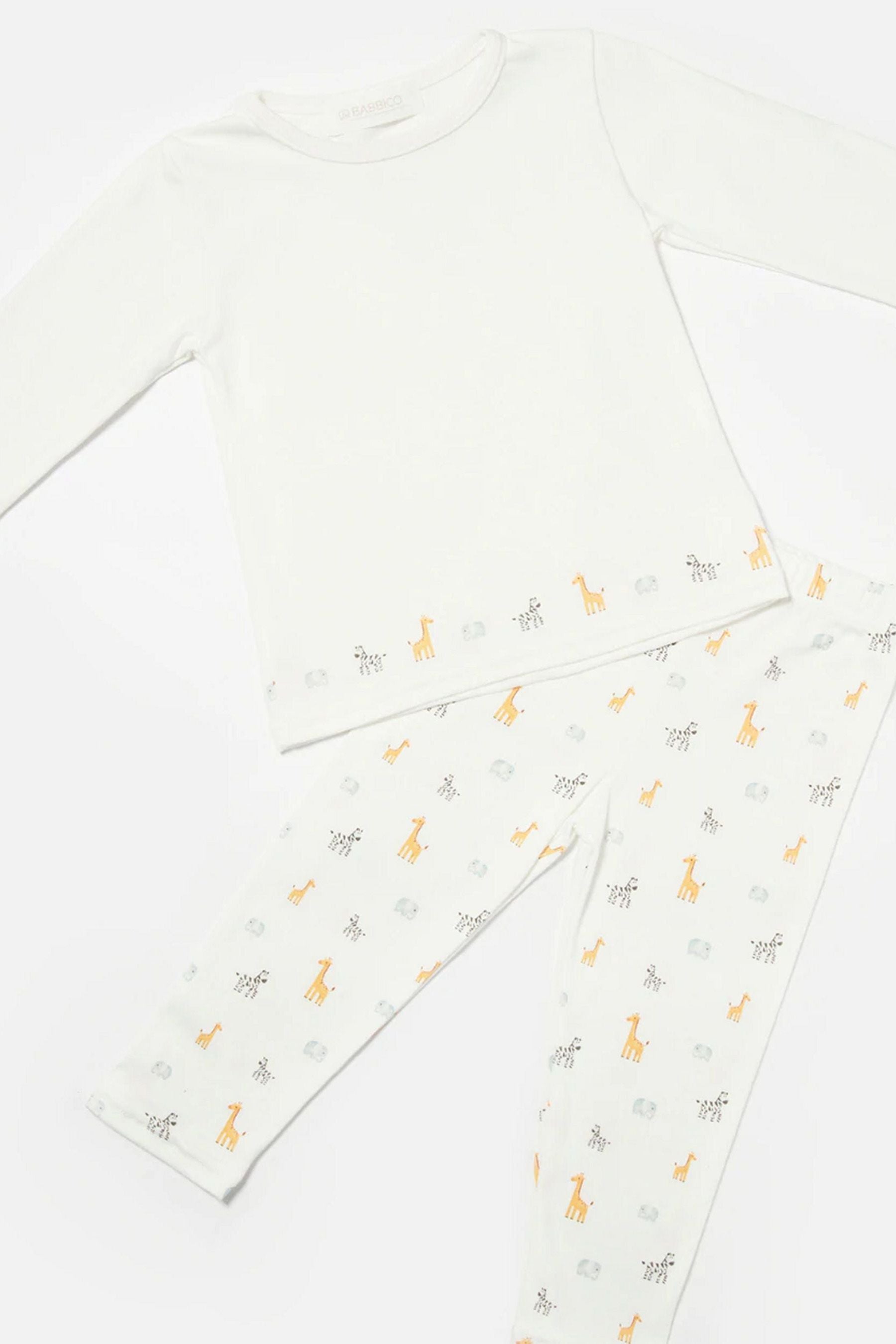 White Babbico White Safari Print Pyjamas