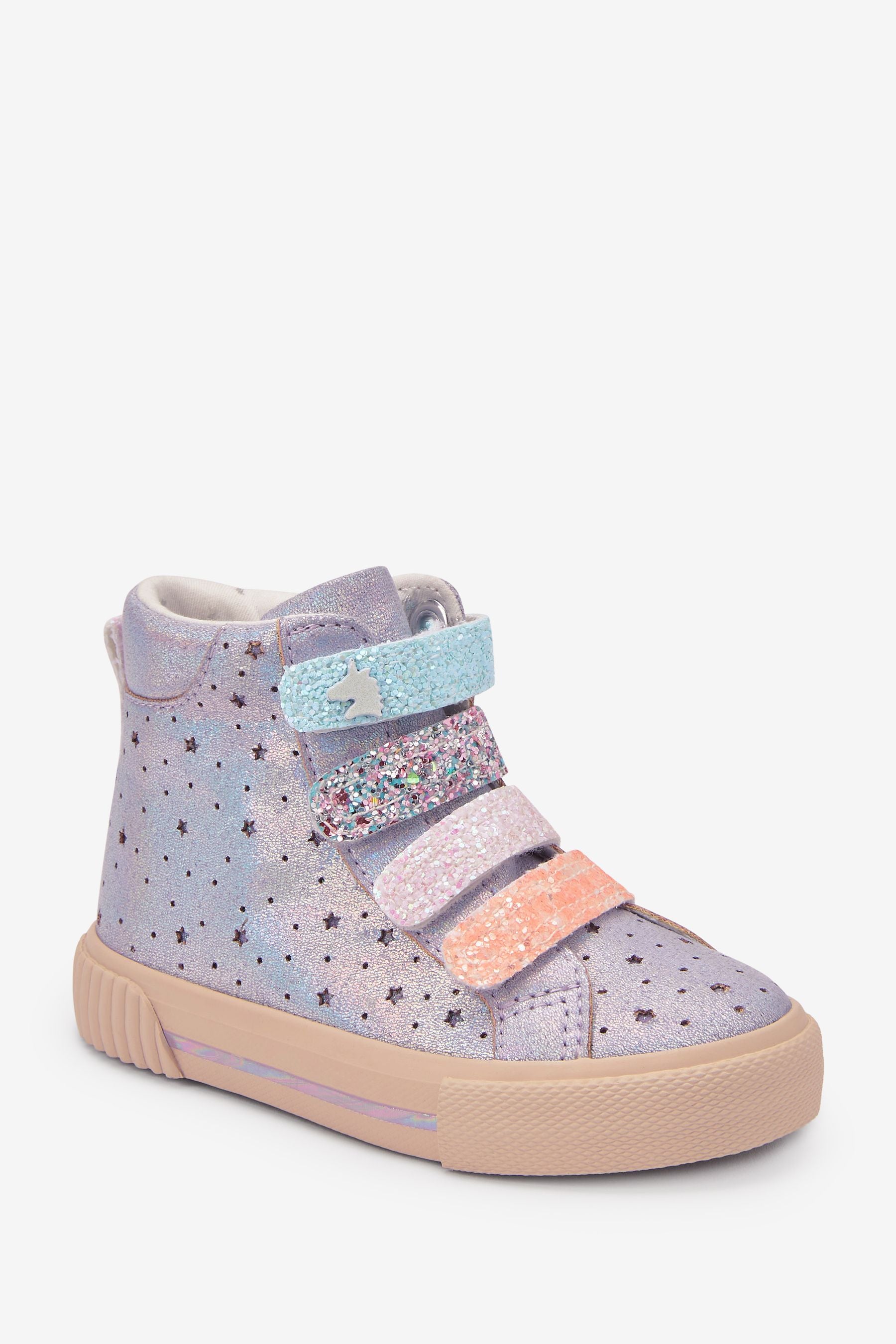 Purple Metallic Glitter High Top Trainers