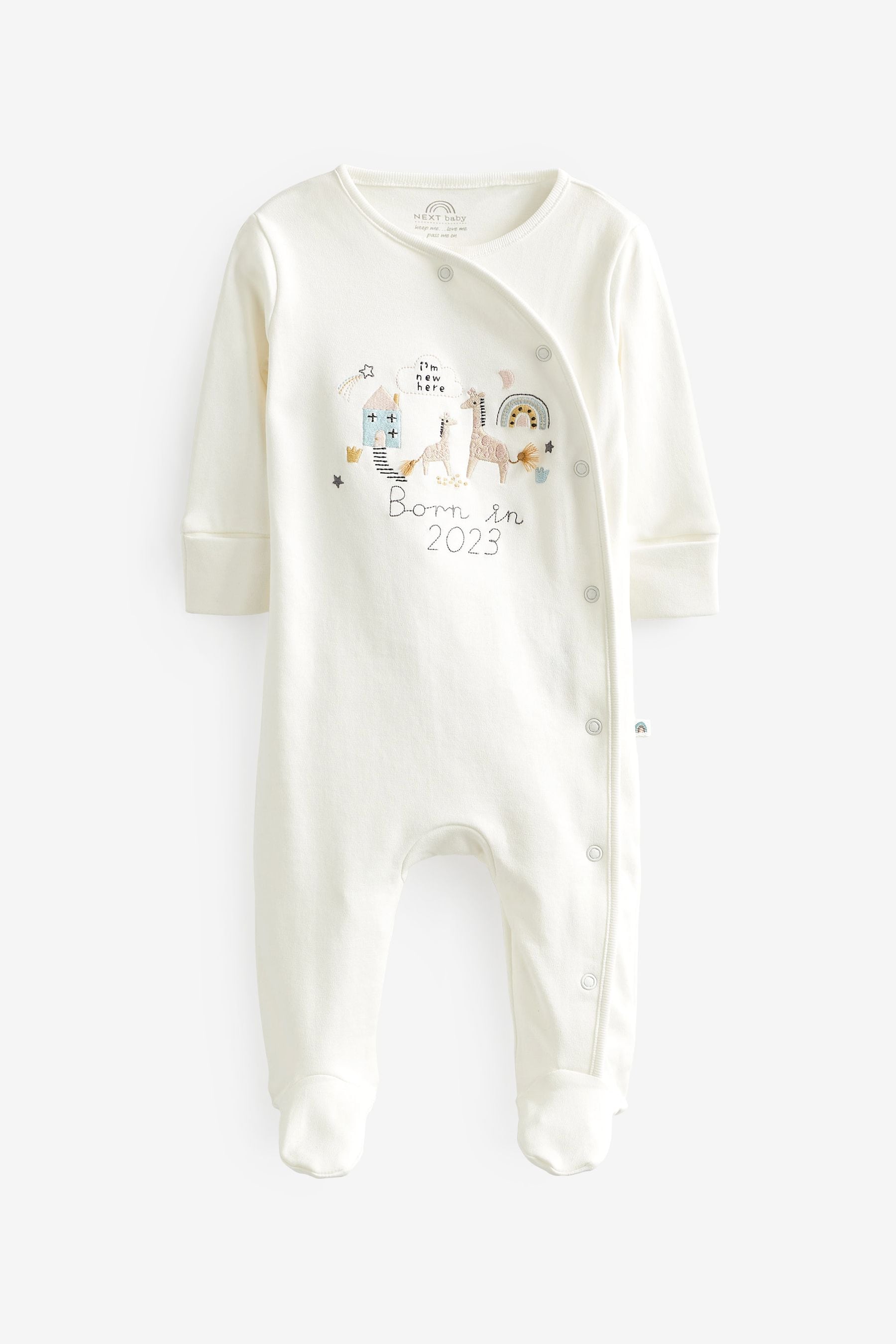 White/Grey Born In 2023 Single Sleepsuit (0-9mths)