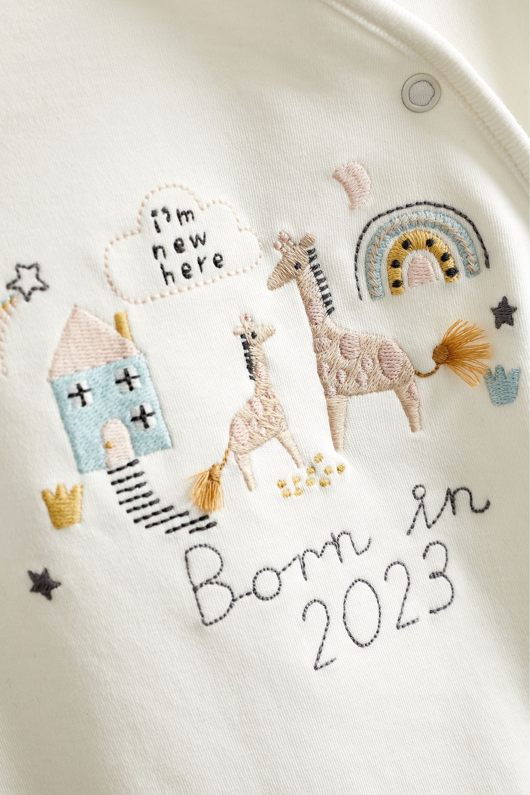 White/Grey Born In 2023 Single Sleepsuit (0-9mths)