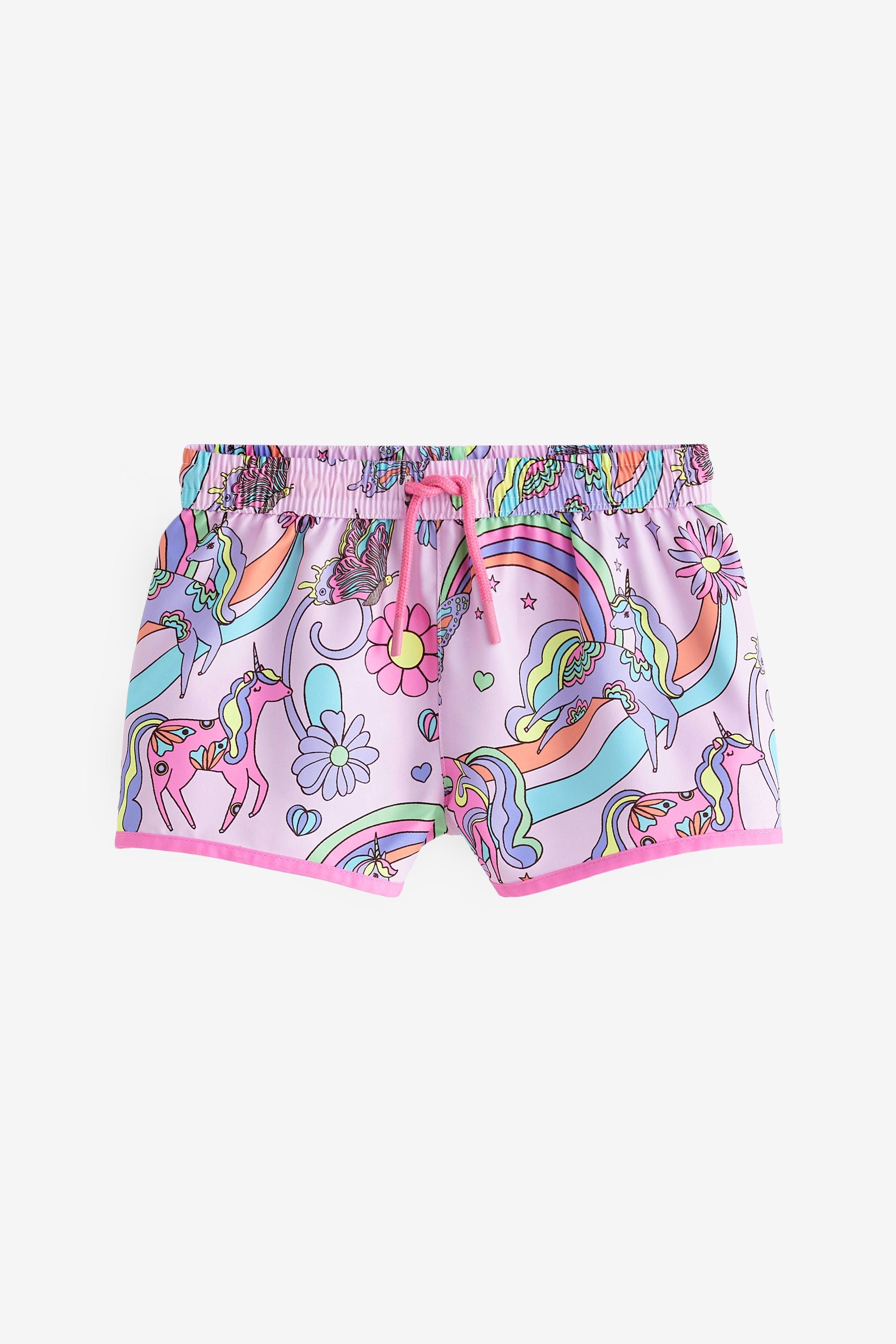 Pink Unicorn Quick Dry Beach Shorts