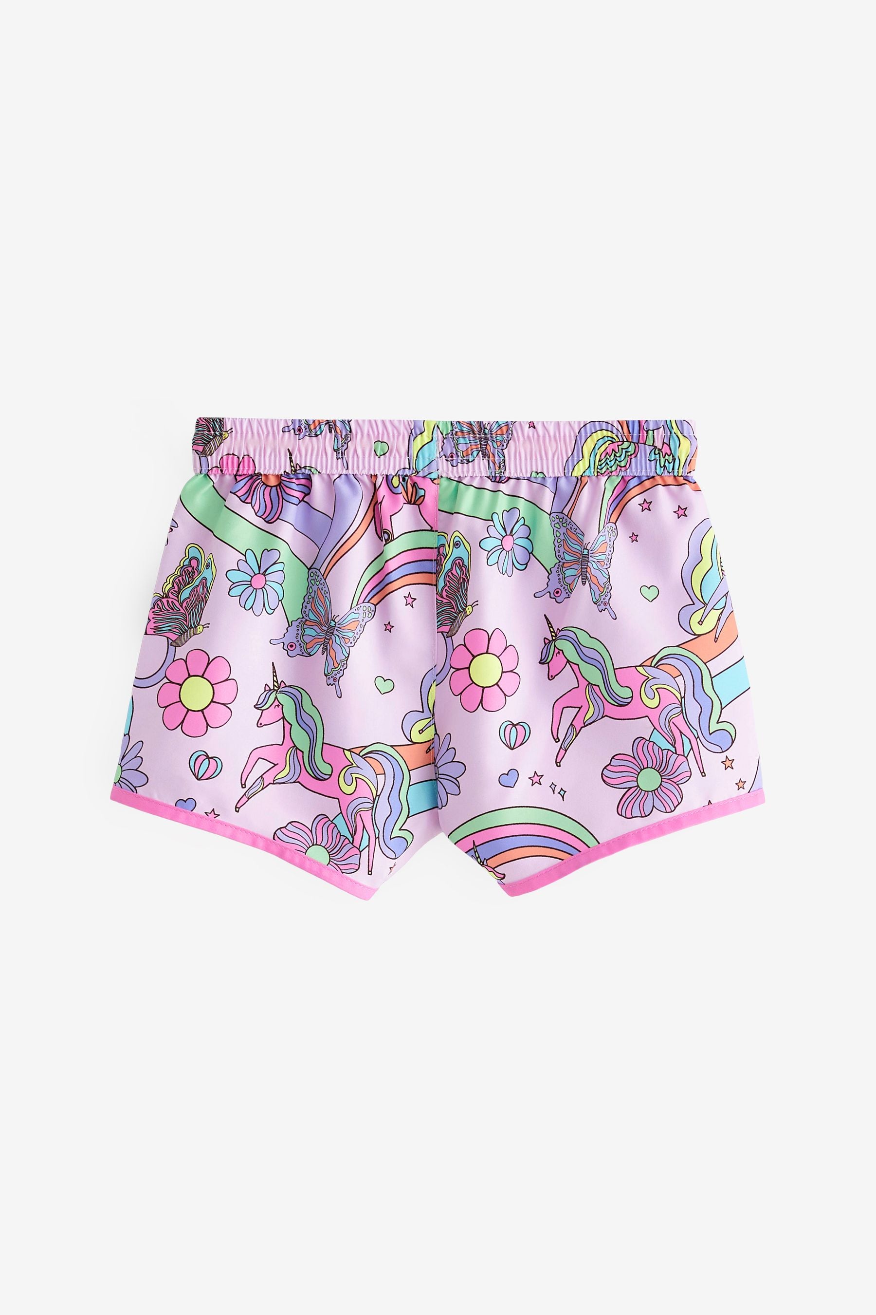 Pink Unicorn Quick Dry Beach Shorts