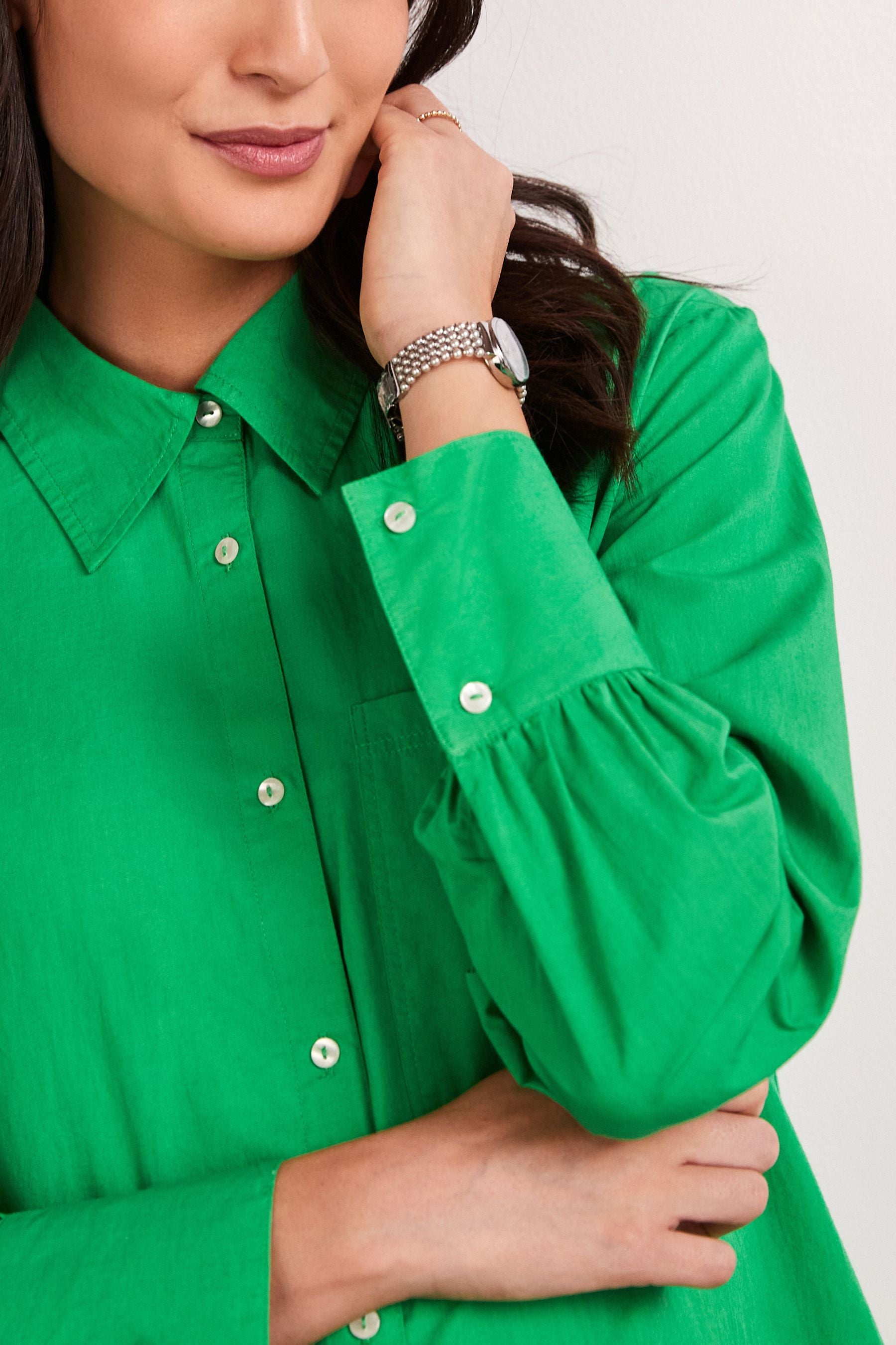 Green Maternity Nursing Button Down Shirt