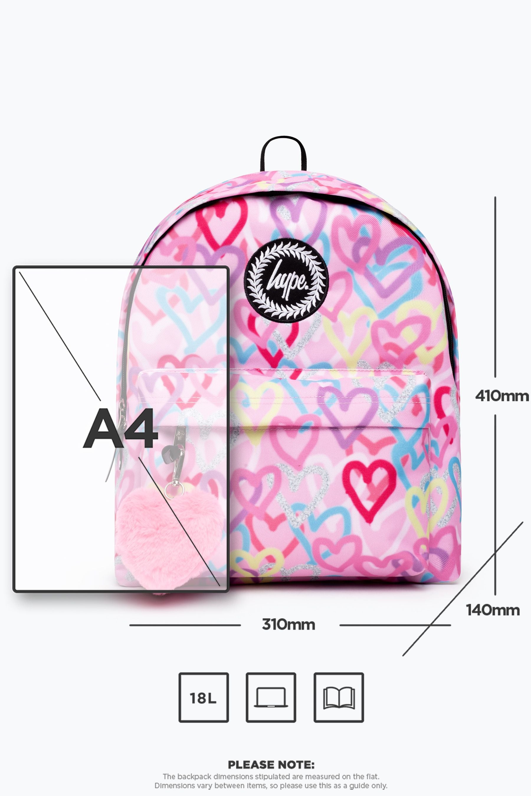 Pink Hype. Pink Graffiti Hearts Backpack