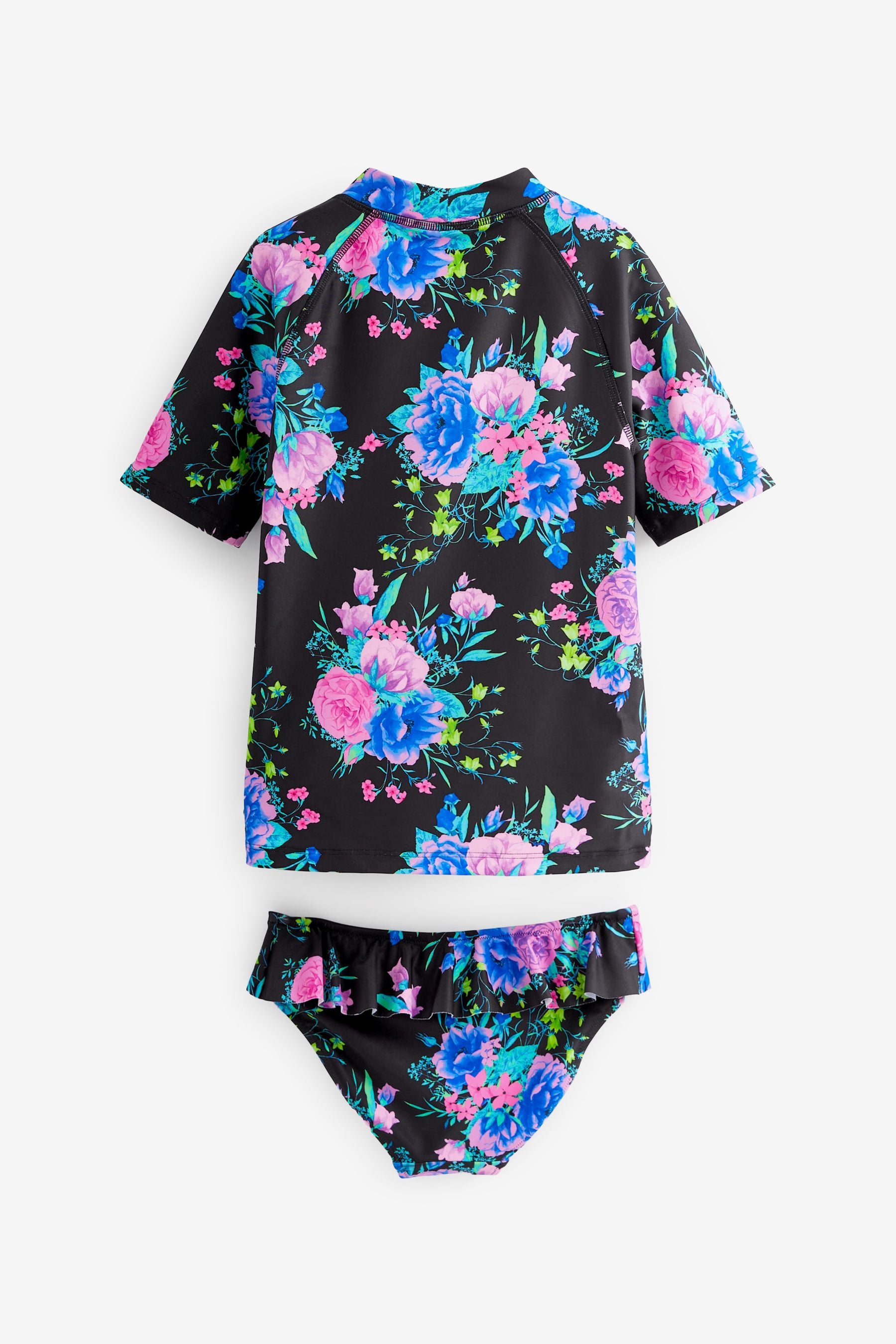 Black Floral 2 Piece Sunsafe Swim Set (3-16yrs)