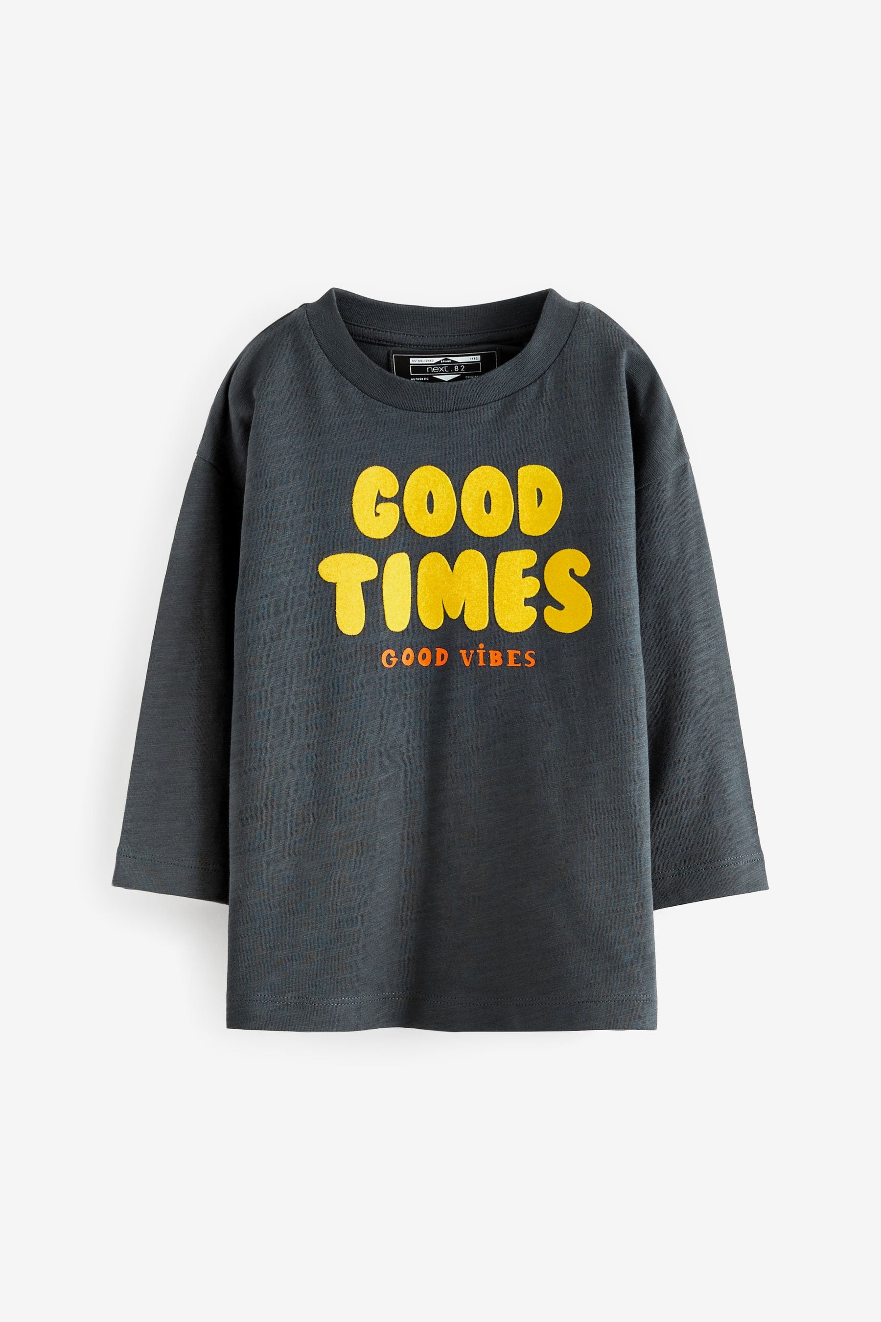 Grey Long Sleeve Positive Slogan T-Shirt (3mths-7yrs)