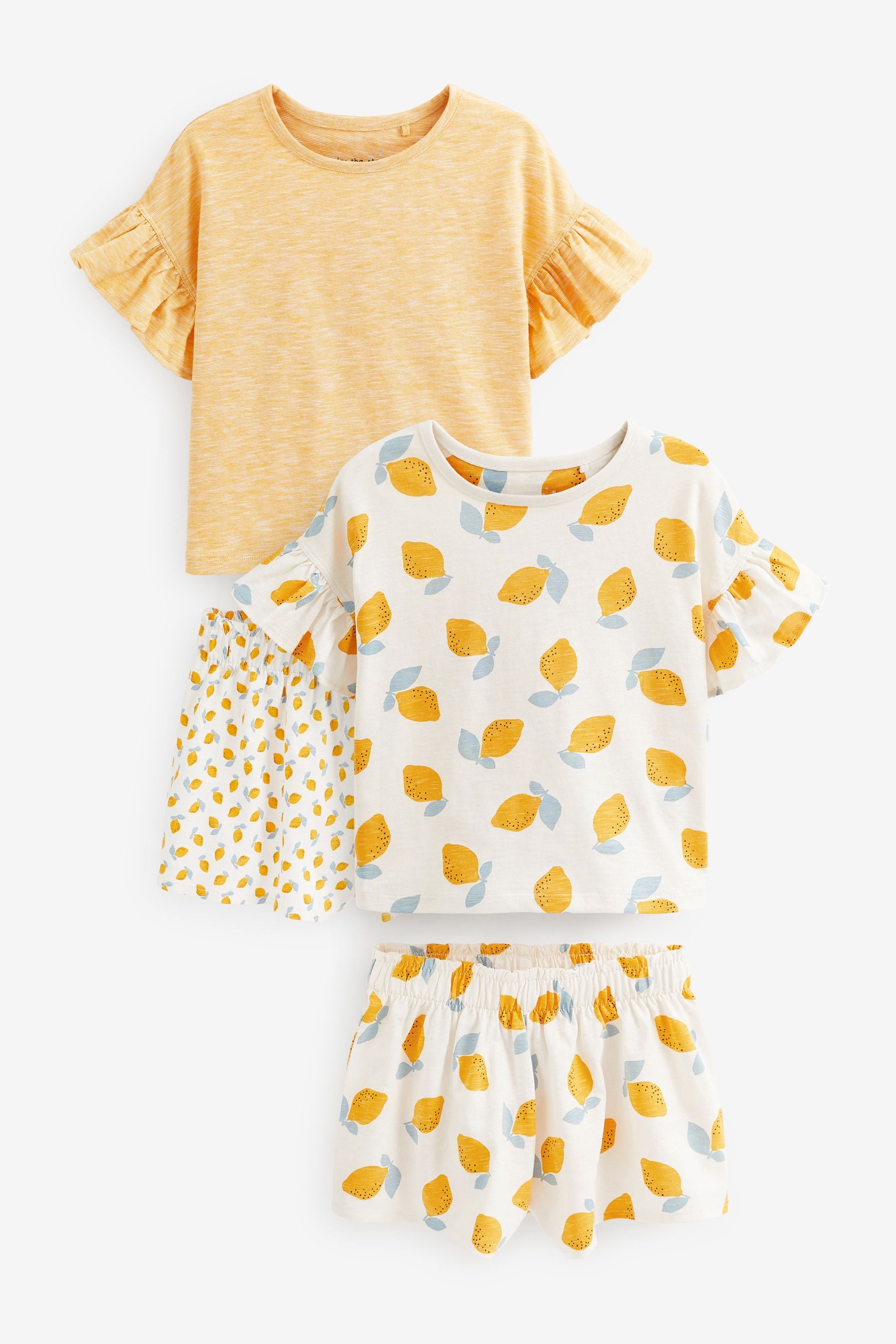 Yellow/White Lemons Short Pyjamas 2 Pack (9mths-8yrs)