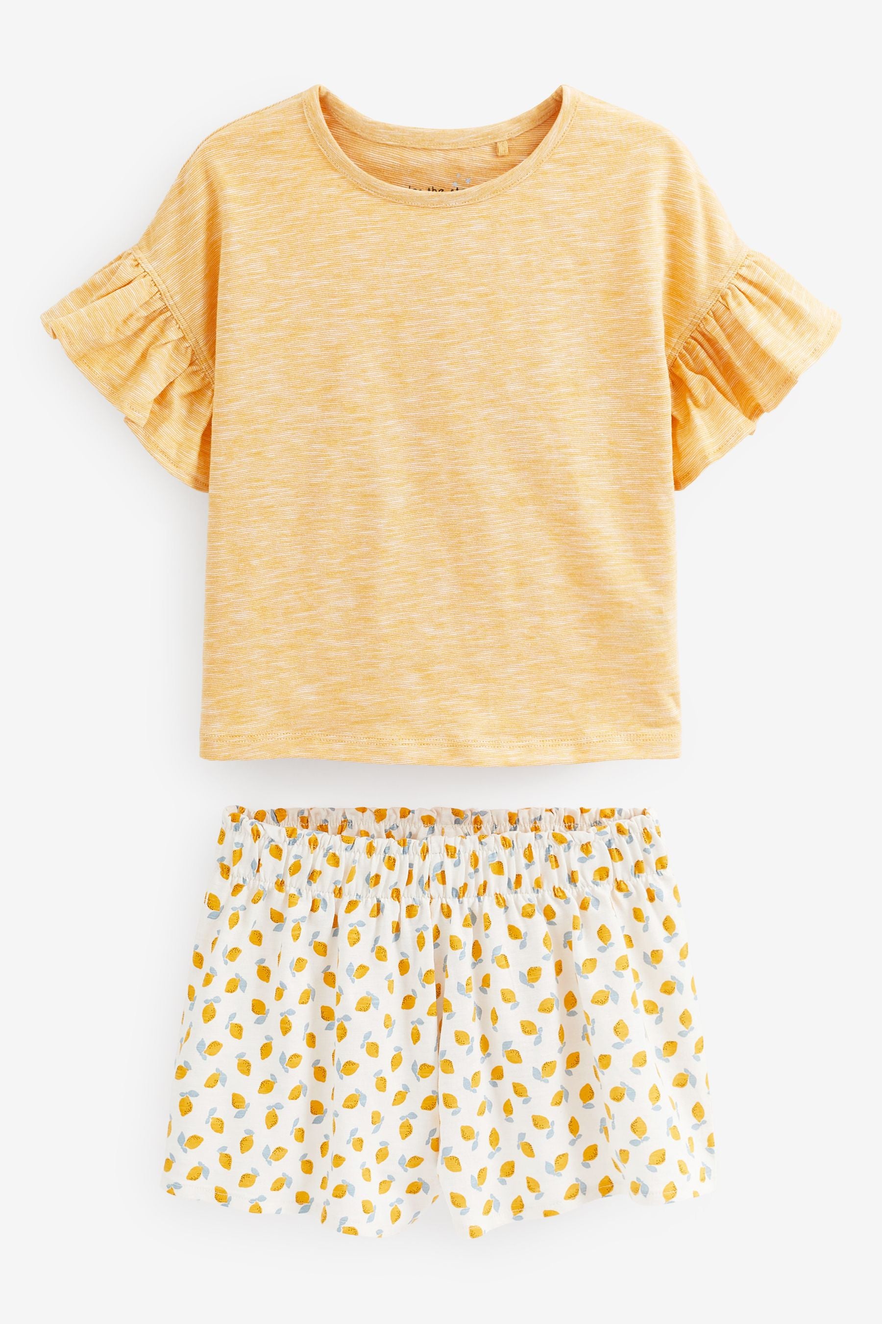 Yellow/White Lemons Short Pyjamas 2 Pack (9mths-8yrs)